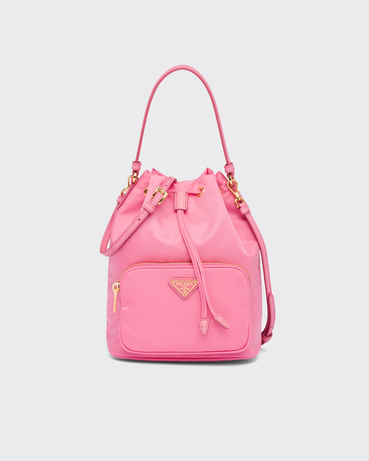 Begonia Pink Nylon Prada Duet Bucket Shoulder Bag PRADA