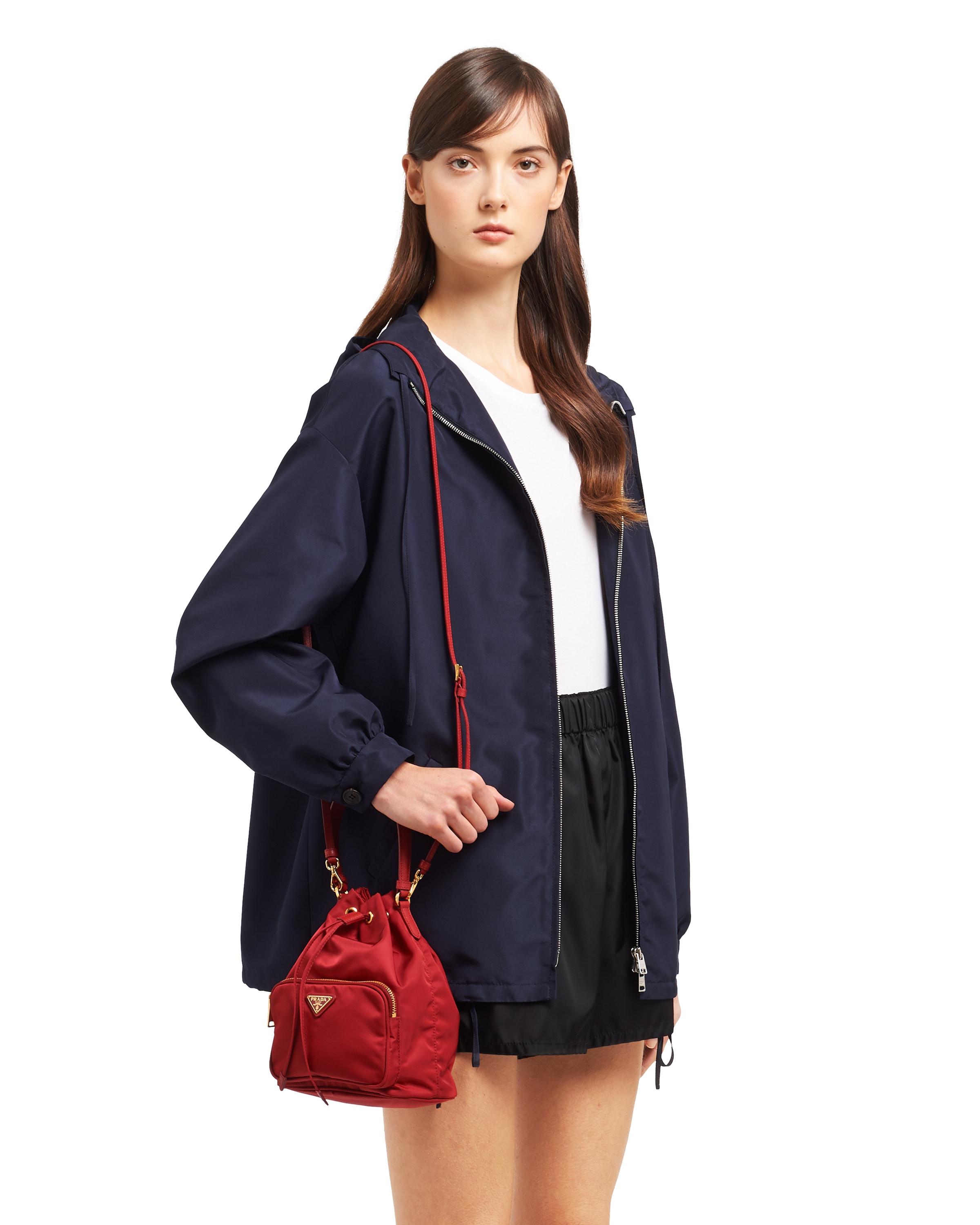 Fiery Red Nylon Prada Duet Shoulder Bag Prada