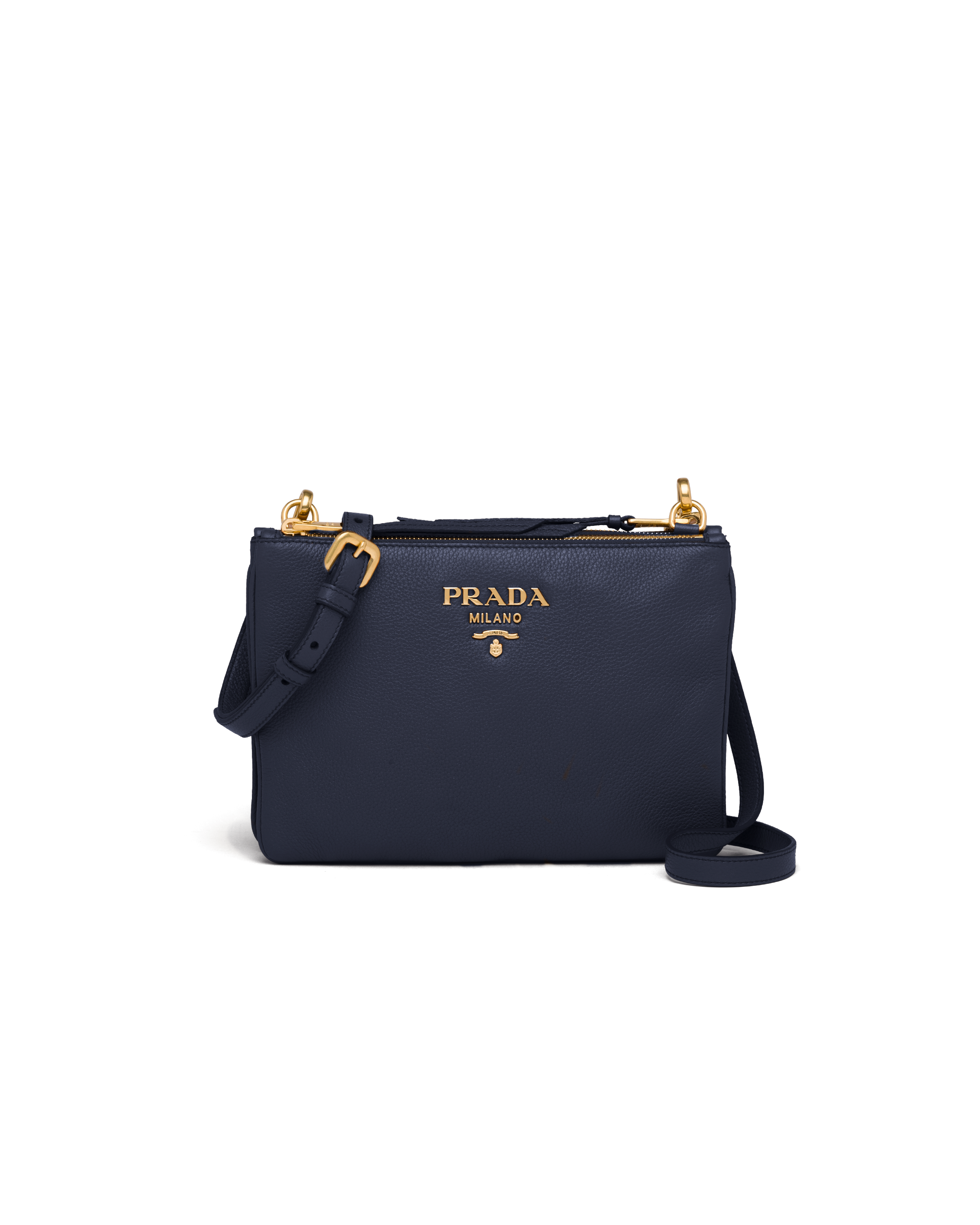 Baltic Blue Leather CrossBody Bag Prada