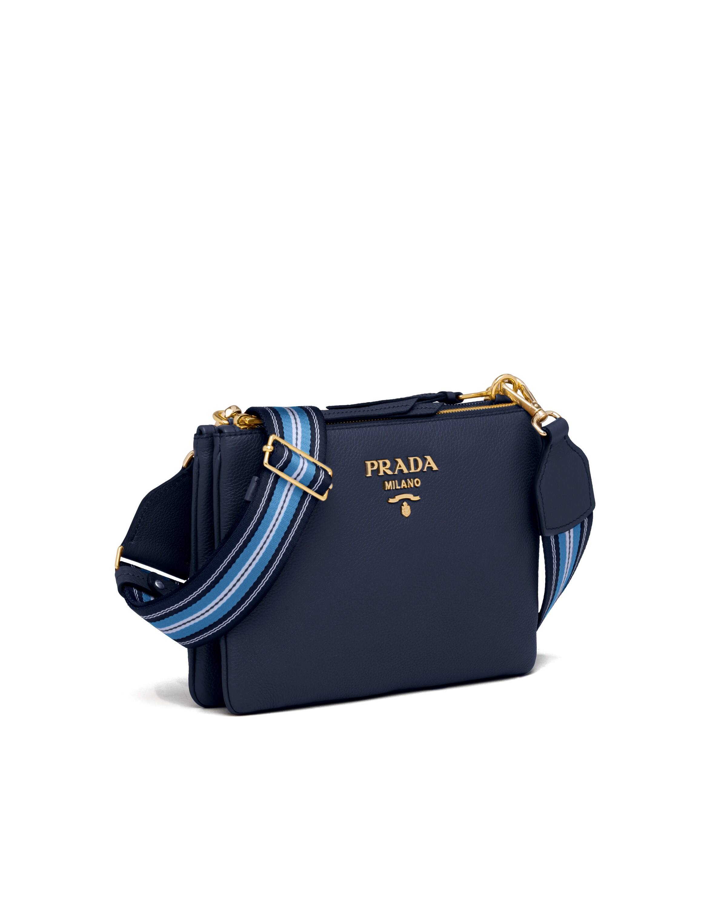 Baltic Blue Leather CrossBody Bag Prada