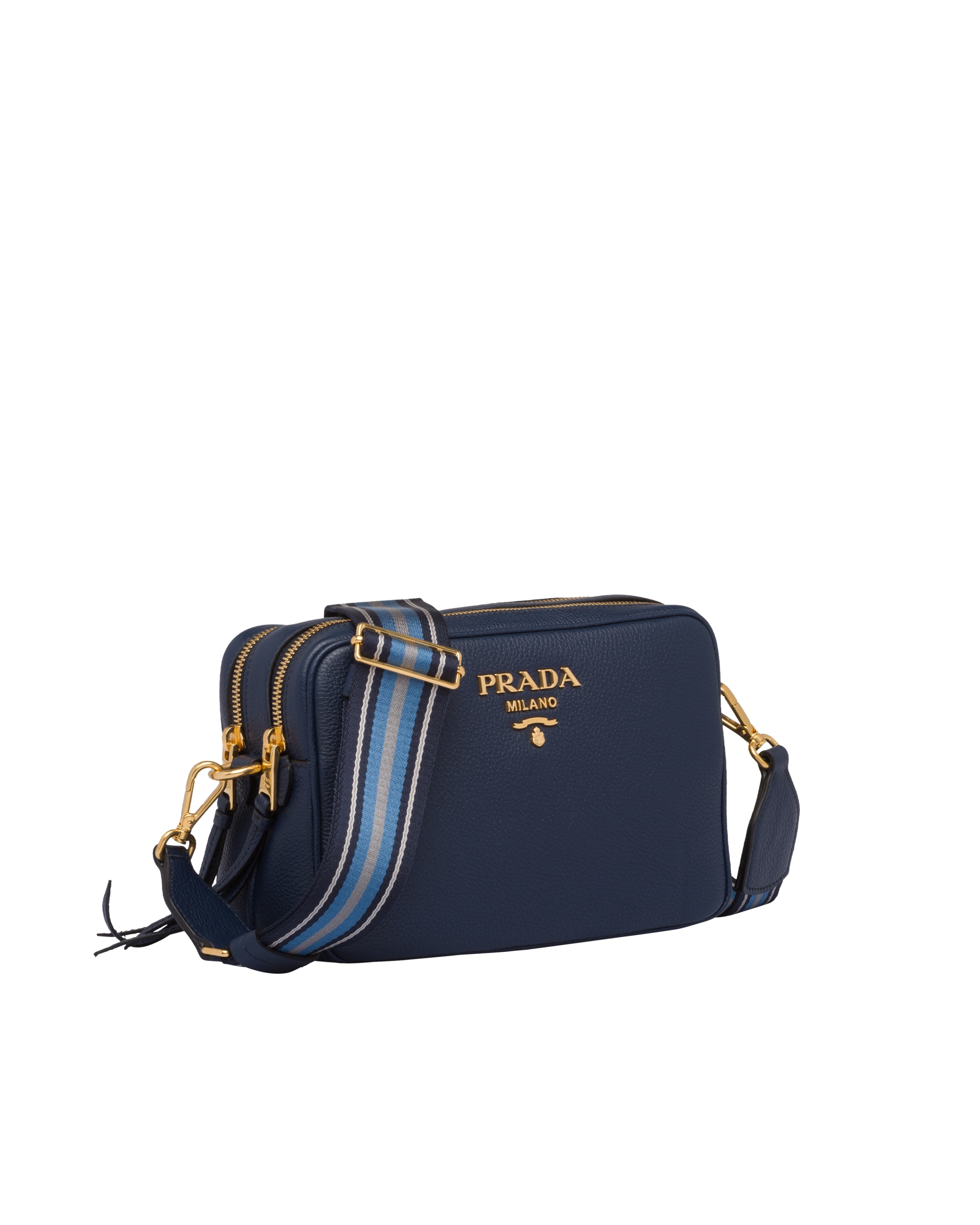 Baltic Blue Leather CrossBody Bag Prada