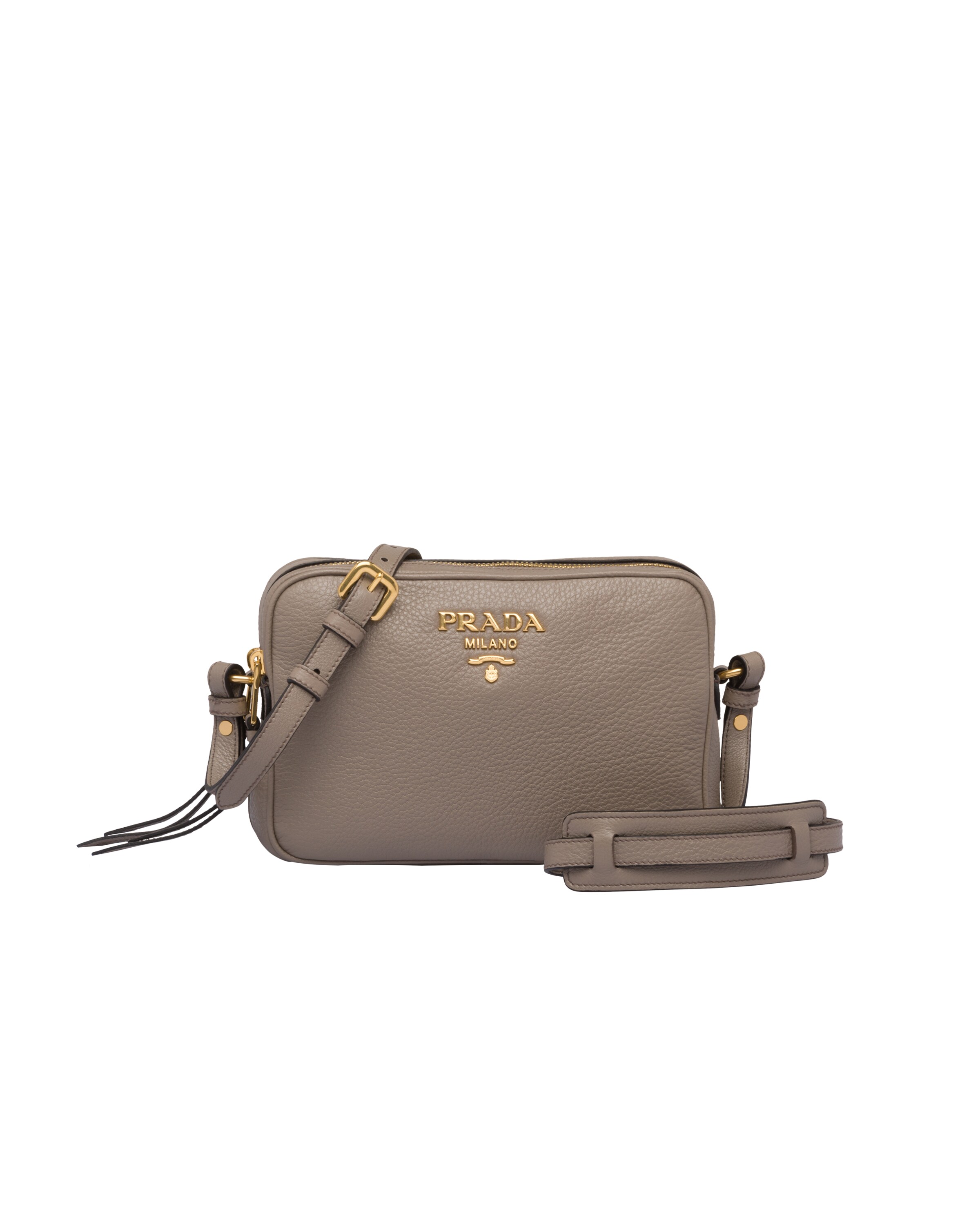 Clay Gray Leather CrossBody Bag Prada