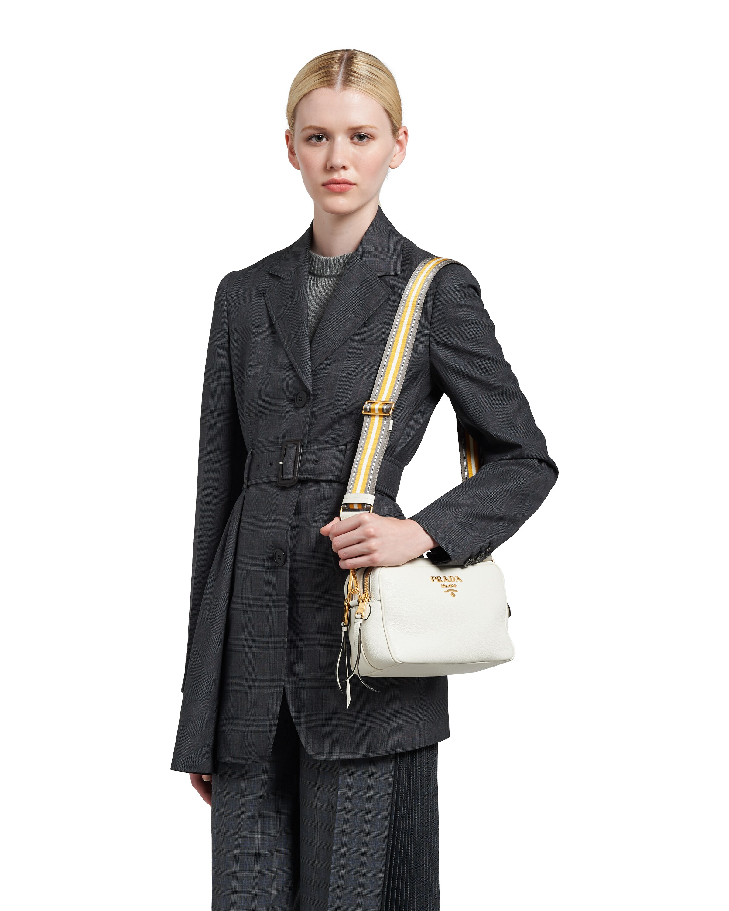 White Leather CrossBody Bag Prada