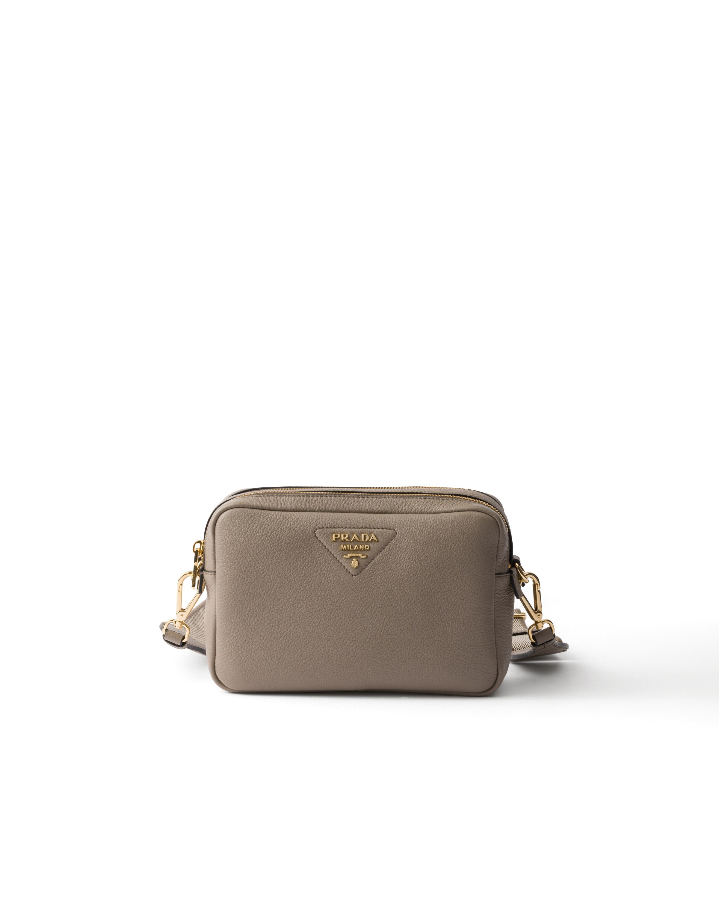 Prada Petit Sac À Bandoulière En Cuir, Femme, Gris Argile