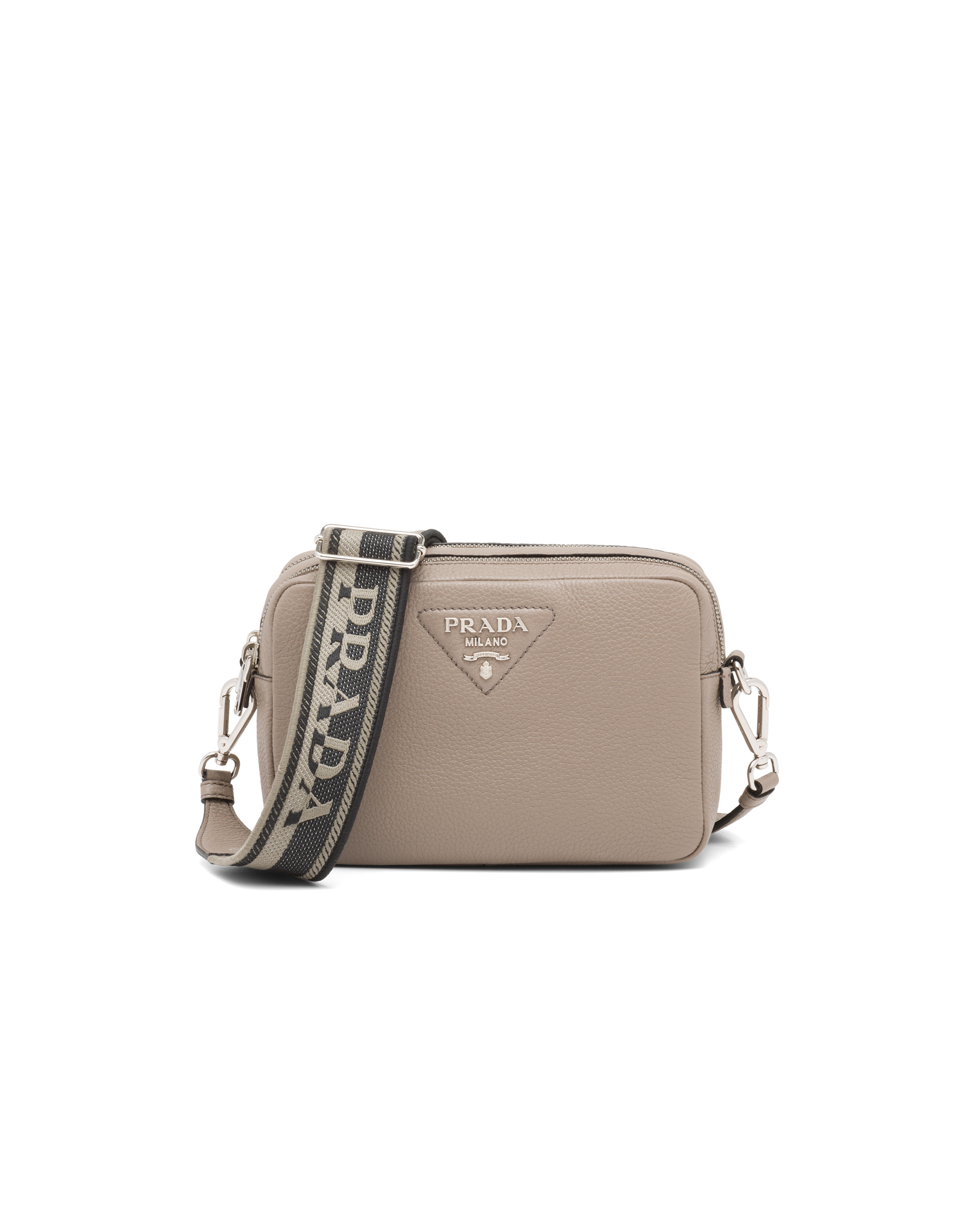 Clay Gray Leather bag with shoulder strap | Prada