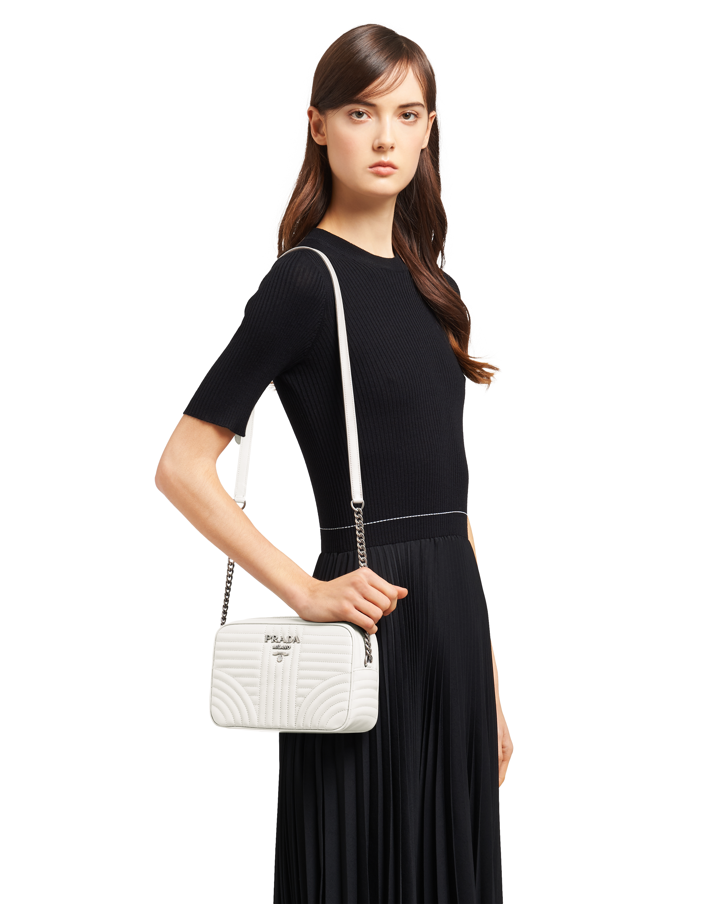 White Leather Prada Diagramme Bag | Prada