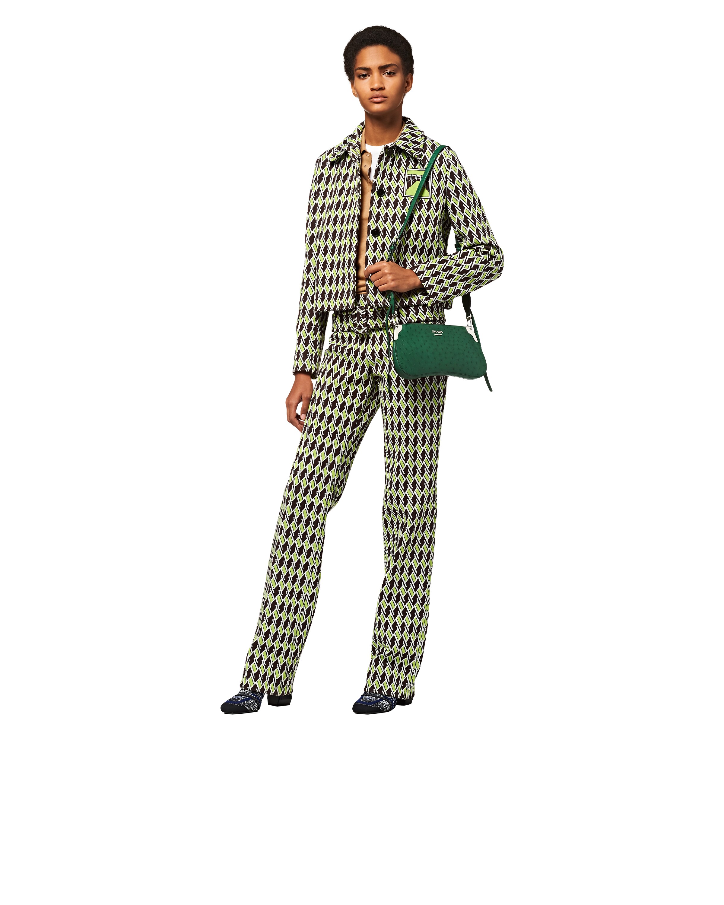 Green Prada Sidonie ostrich leather bag Prada