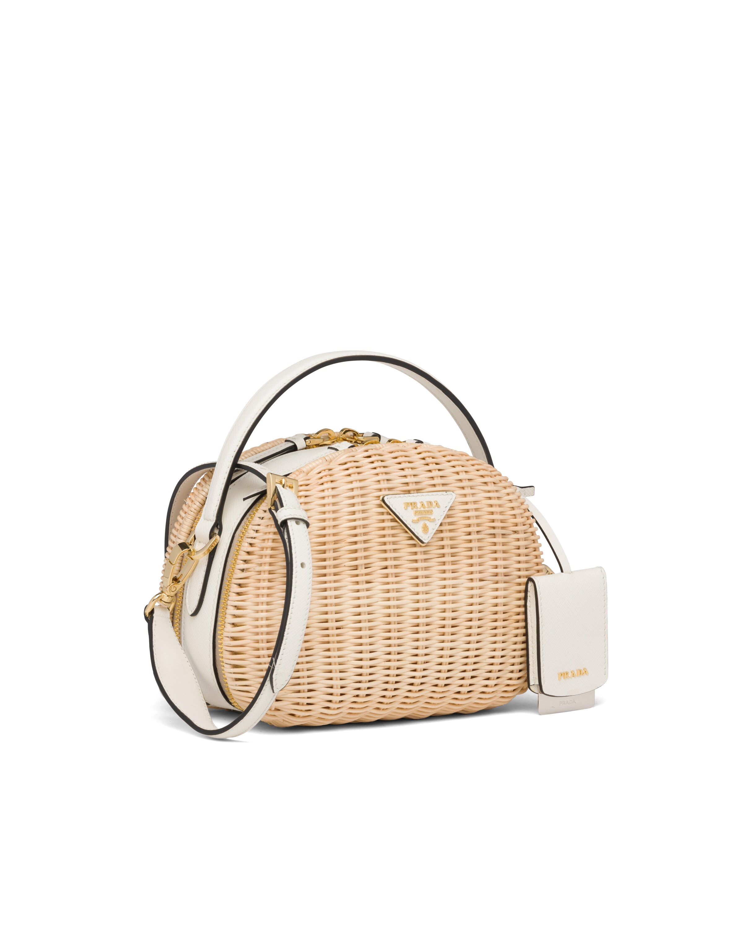 Wicker and Saffiano leather shoulder bag Prada