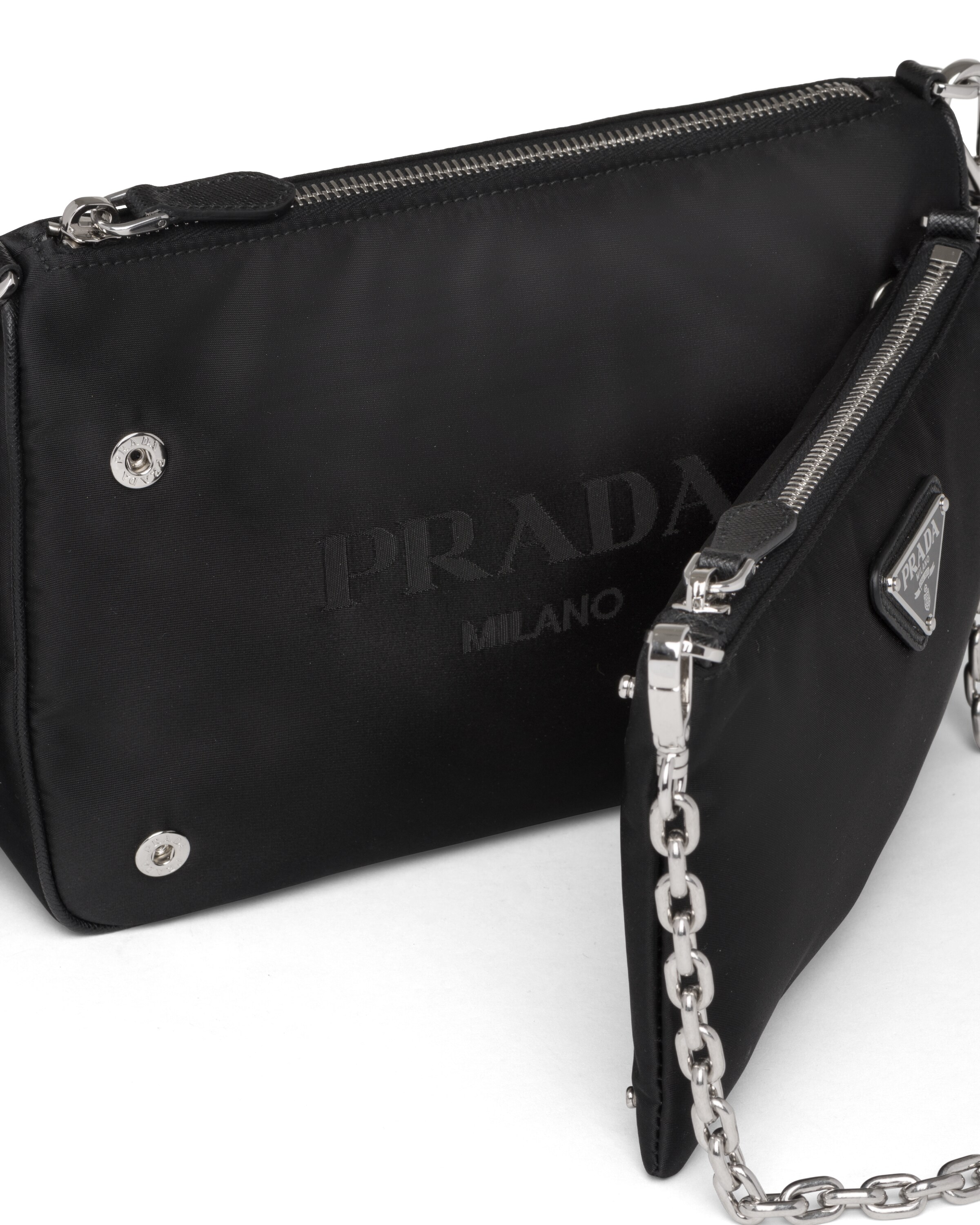Black ReNylon and Saffiano leather shoulder bag Prada