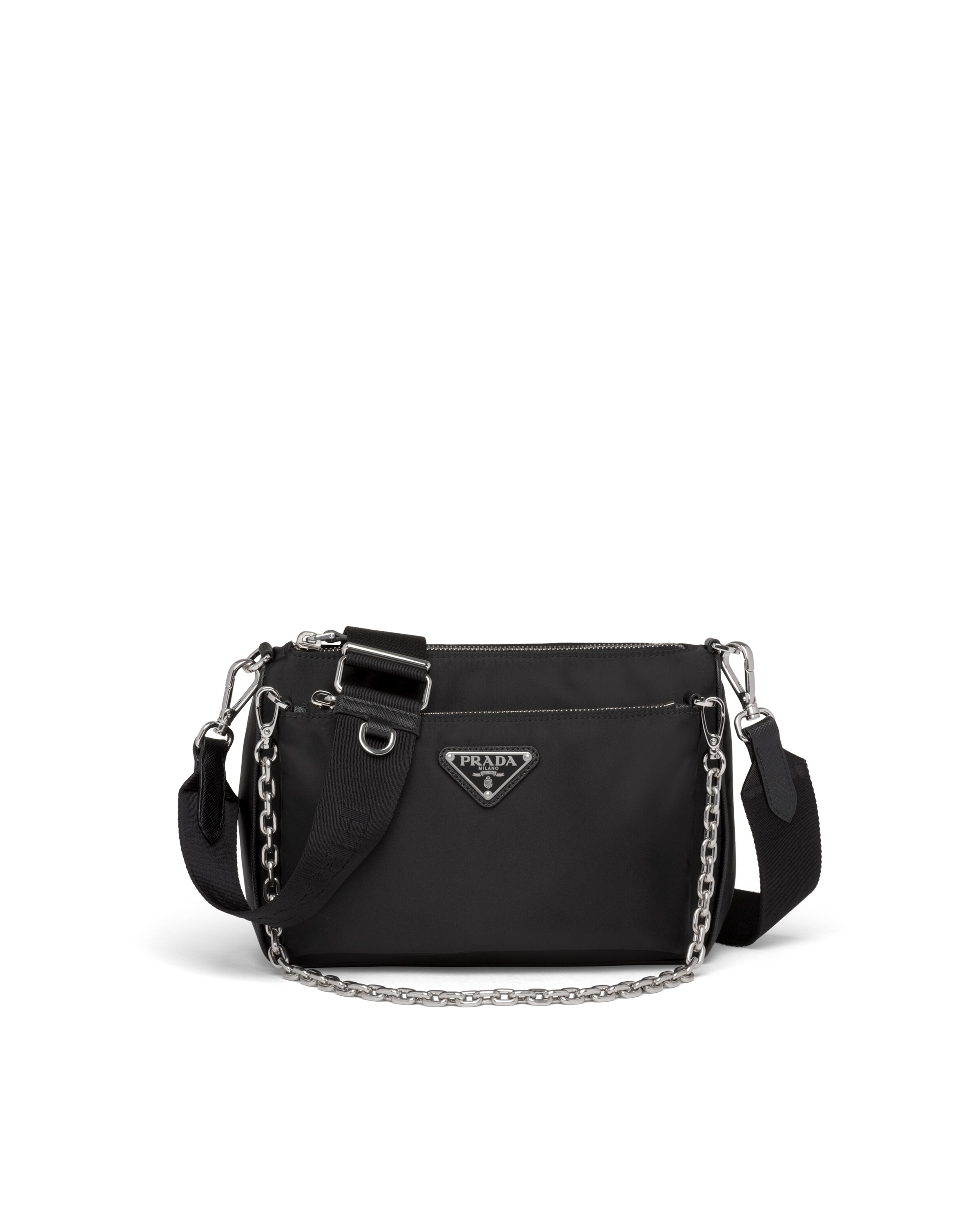 Black ReNylon and Saffiano leather shoulder bag Prada