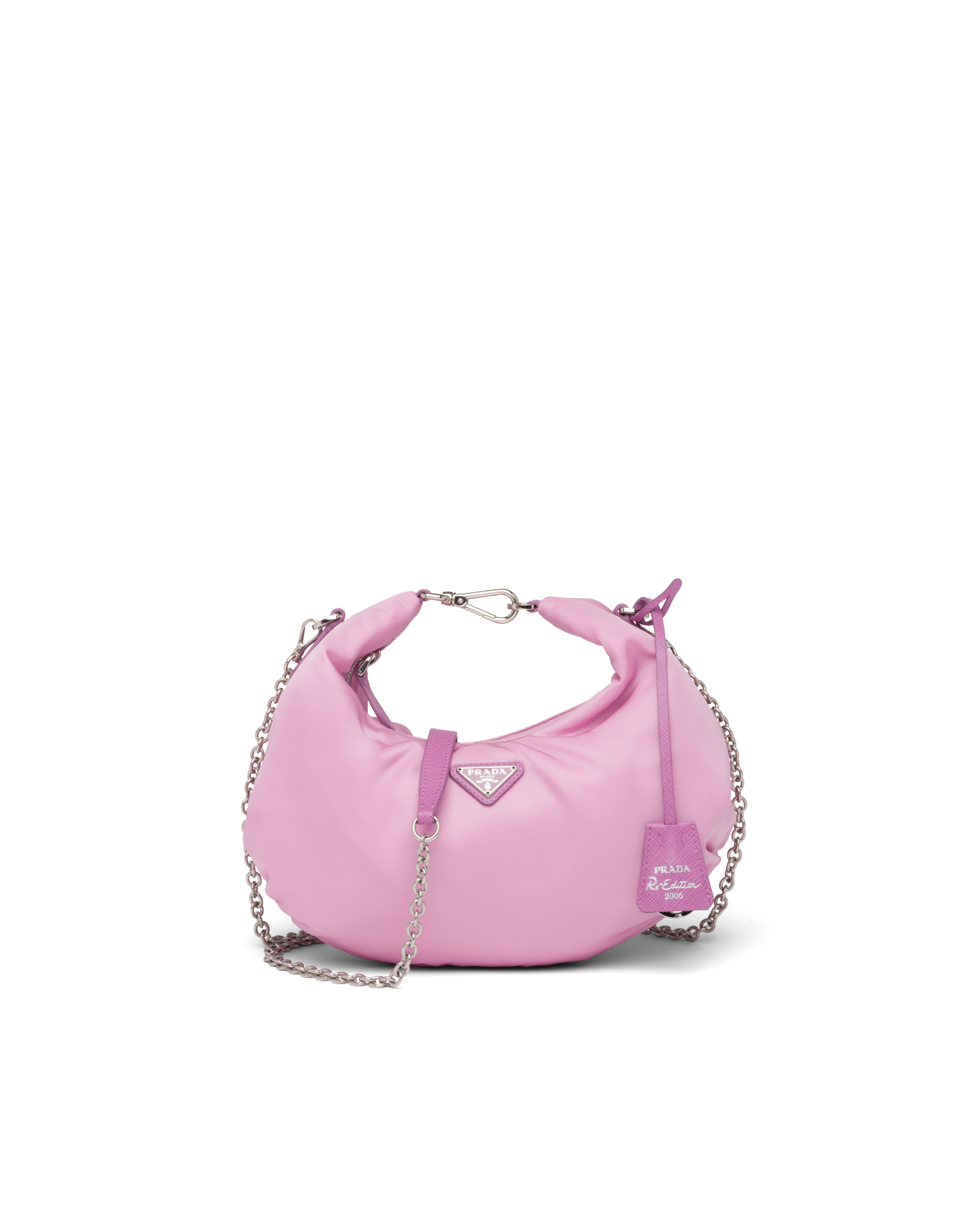 pink nylon prada bag