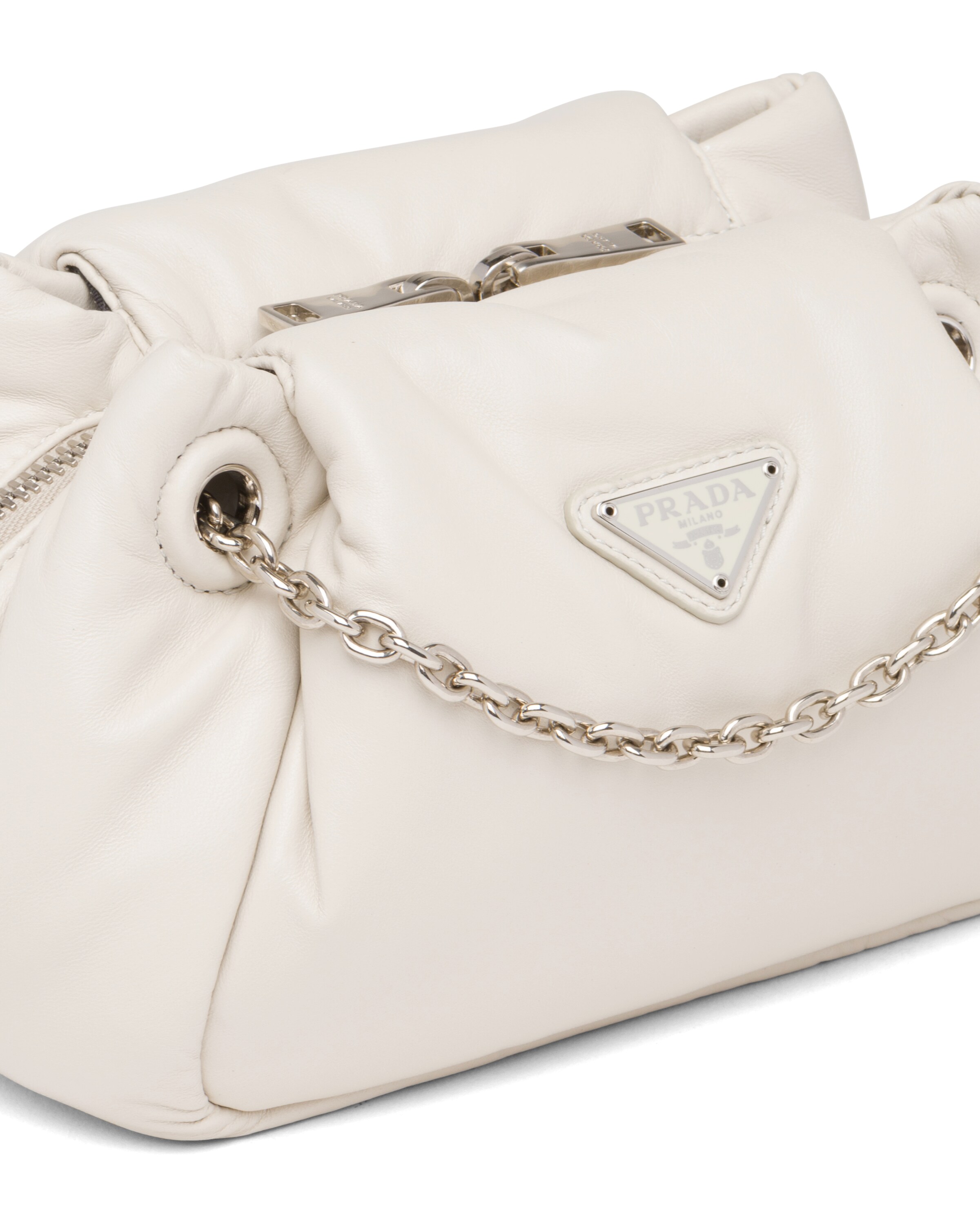 Chalk White Nappa leather shoulder bag Prada