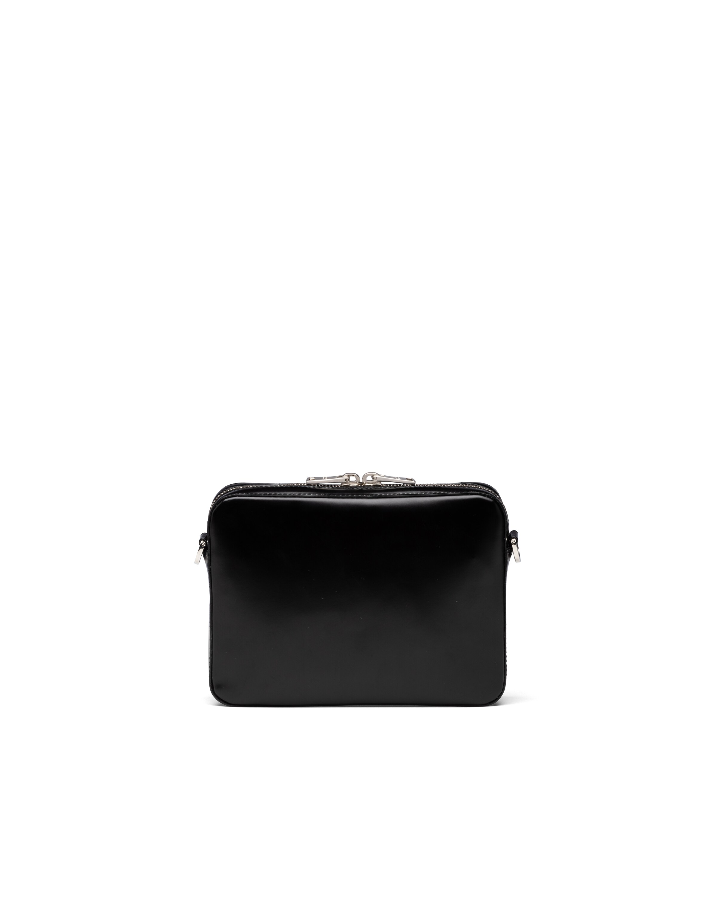 Black Brushed leather shoulder bag Prada