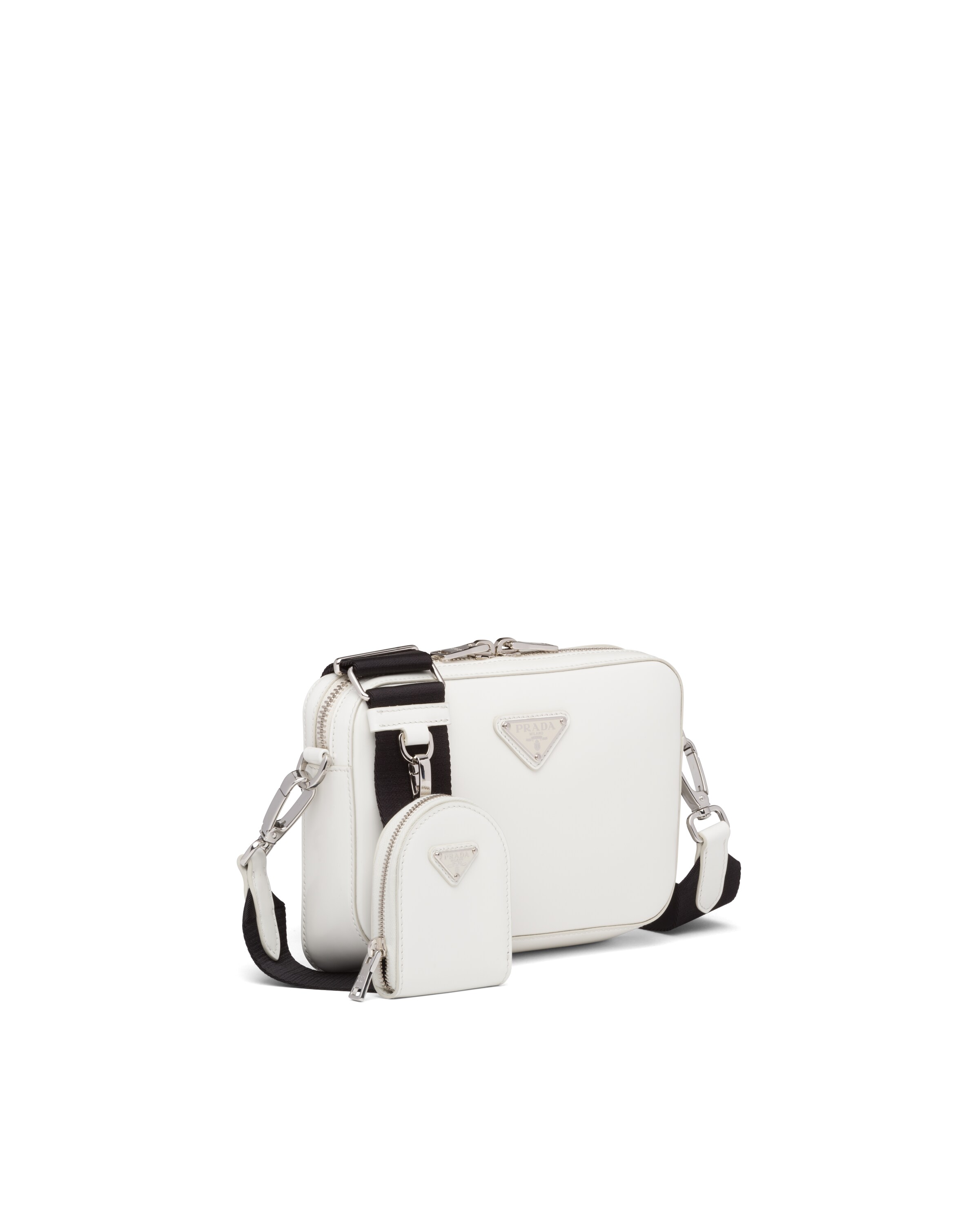 White N Brushed leather shoulder bag Prada