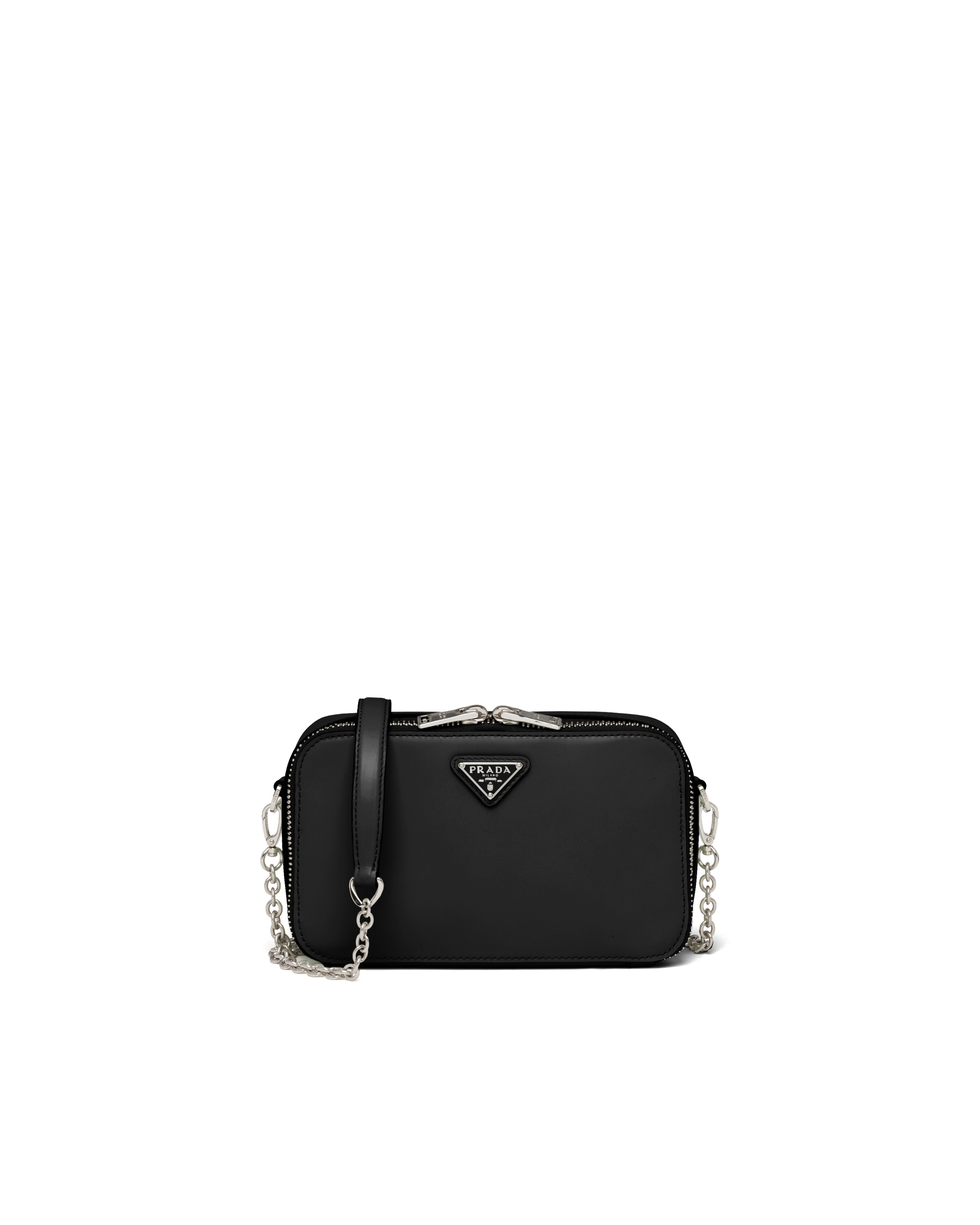 Black Brushed leather mini bag Prada