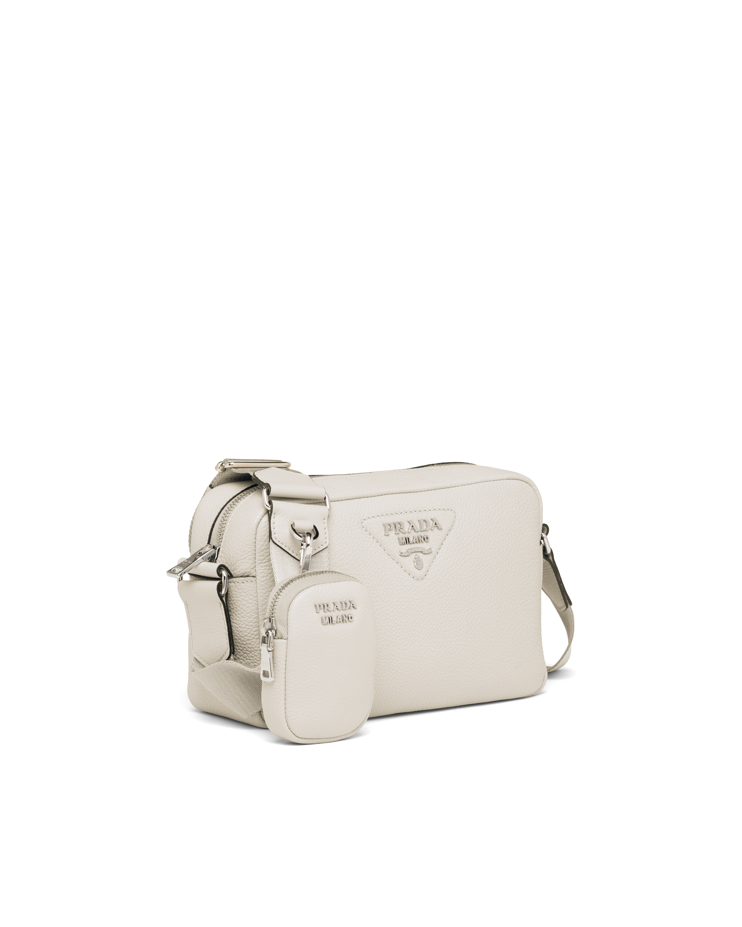 Chalk White Leather shoulder bag Prada