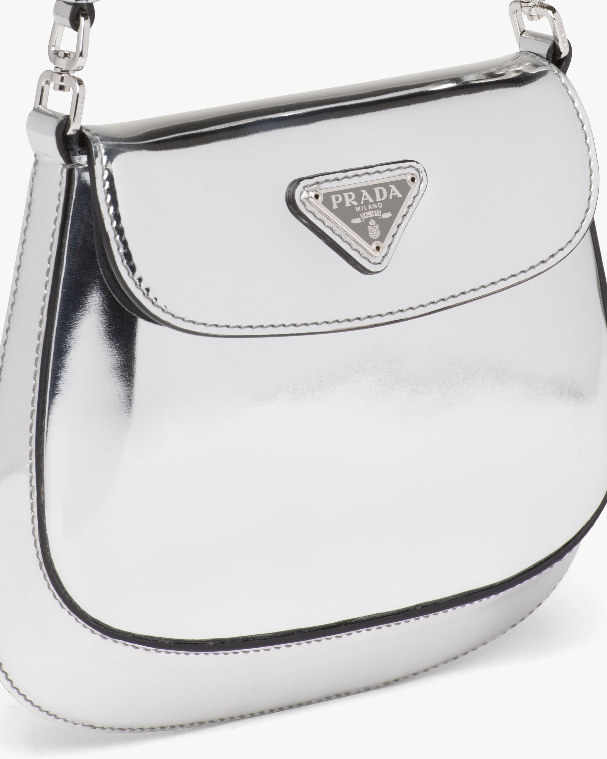 Silver Prada Cleo brushed leather mini bag Prada
