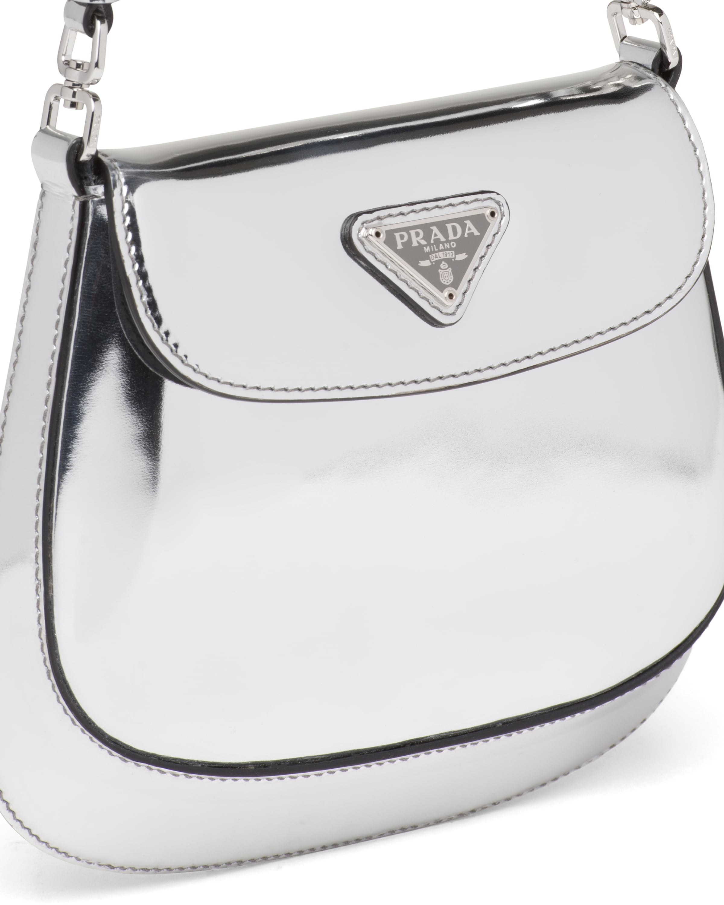 Silver Prada Cleo brushed leather mini bag Prada
