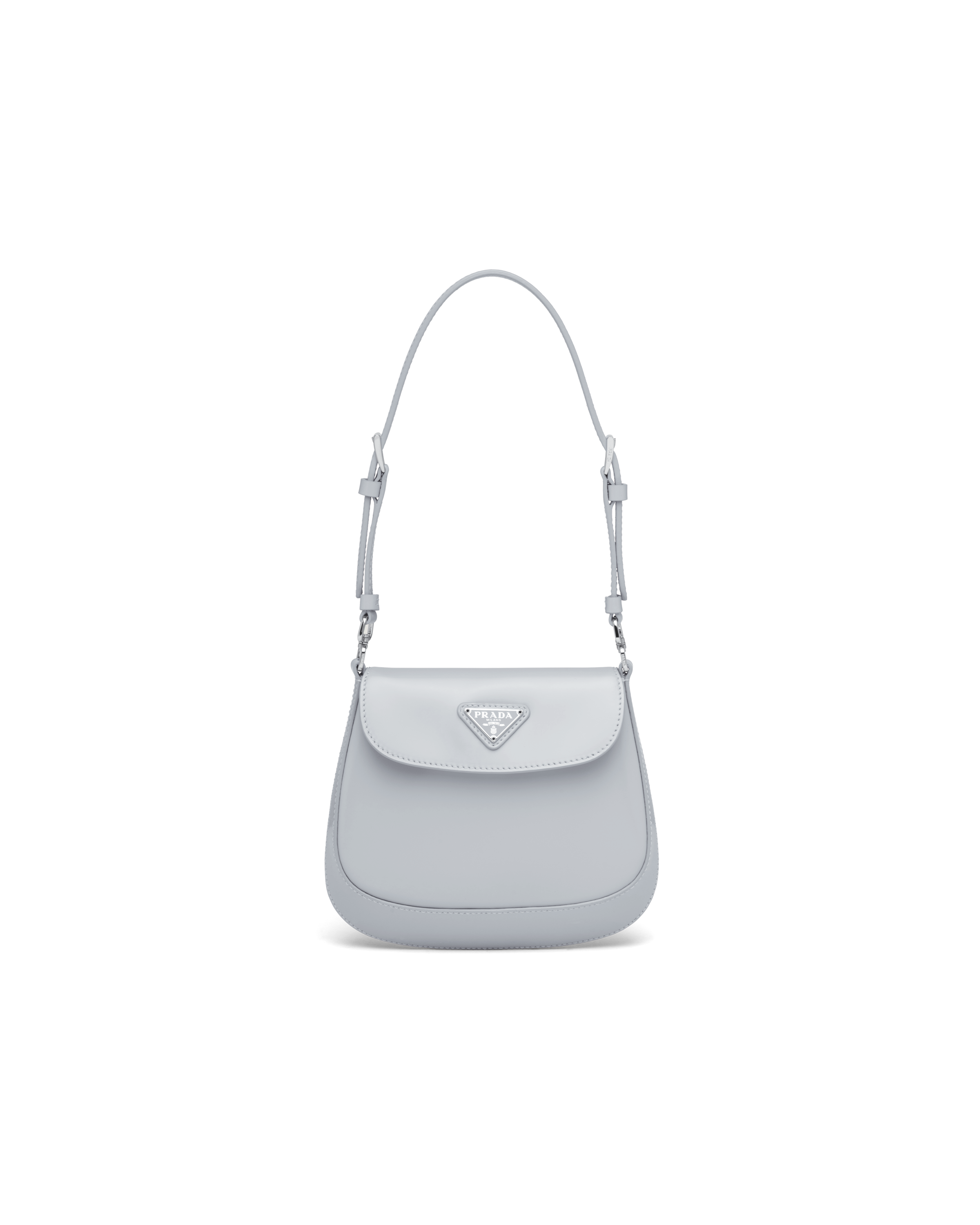 Prada Cleo Brushed Leather Shoulder Bag White in Leather with Silver-tone -  US