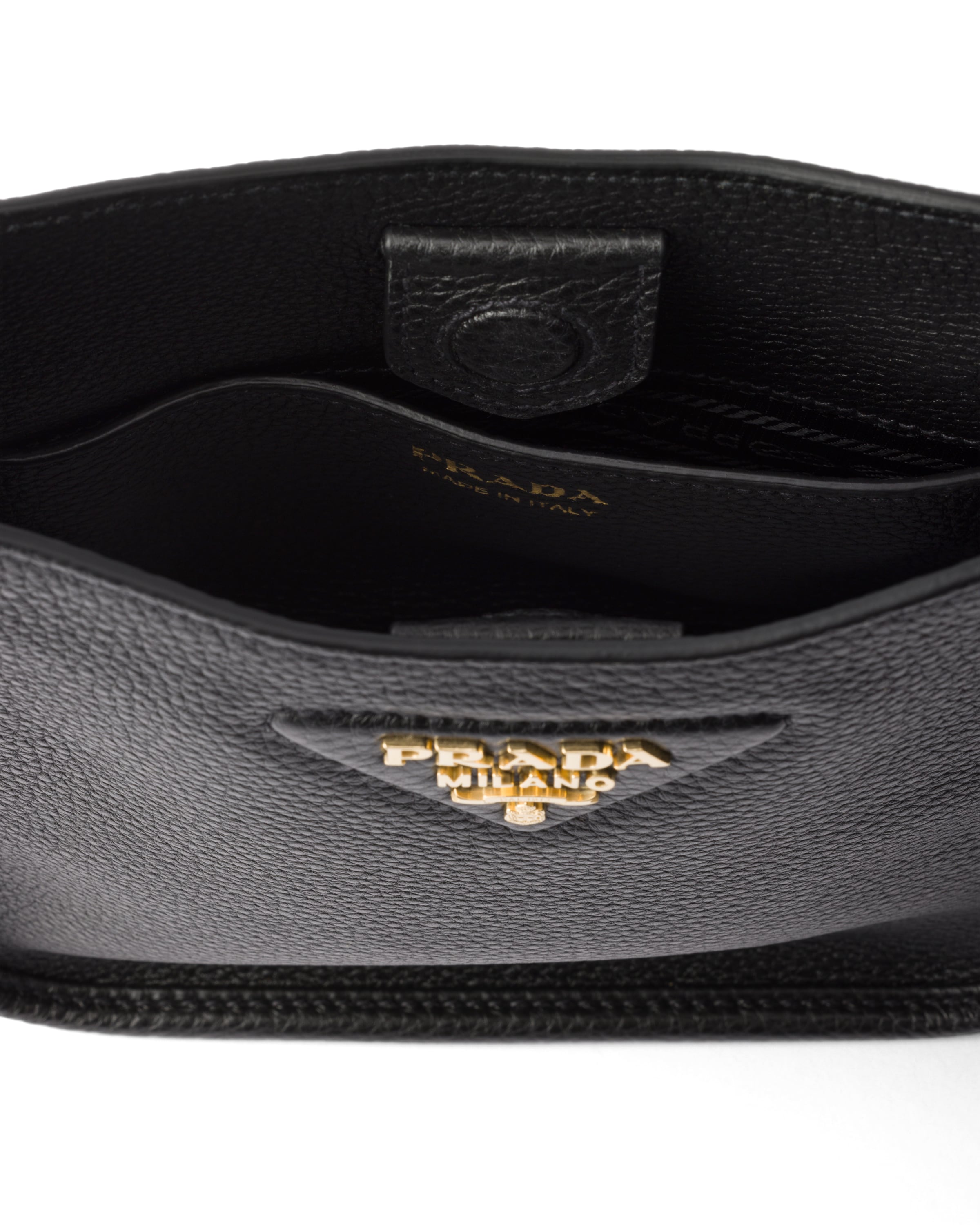 Prada Mini Leather Shoulder Bag In Black