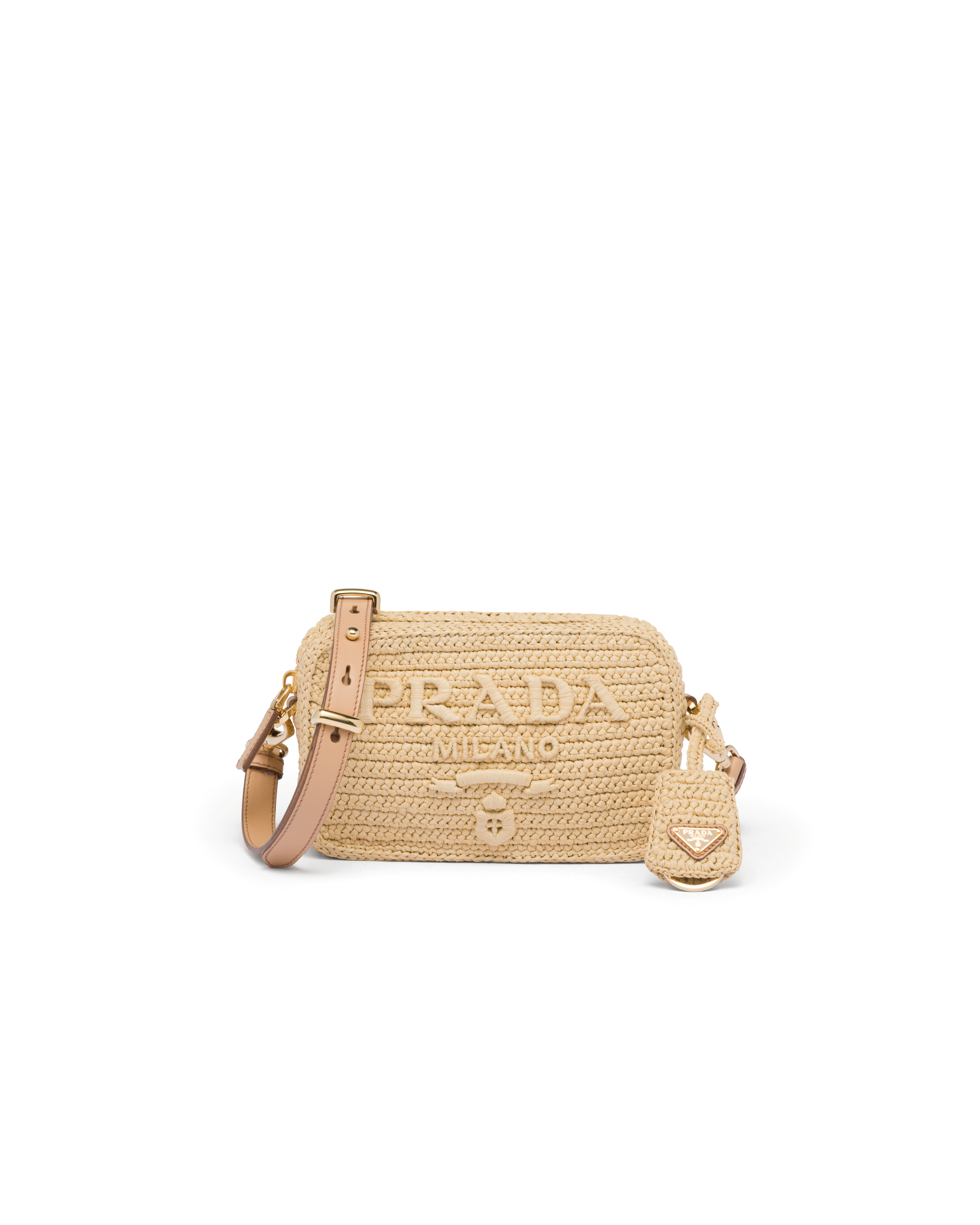 Shop Prada Crochet Shoulder Bag In Natural