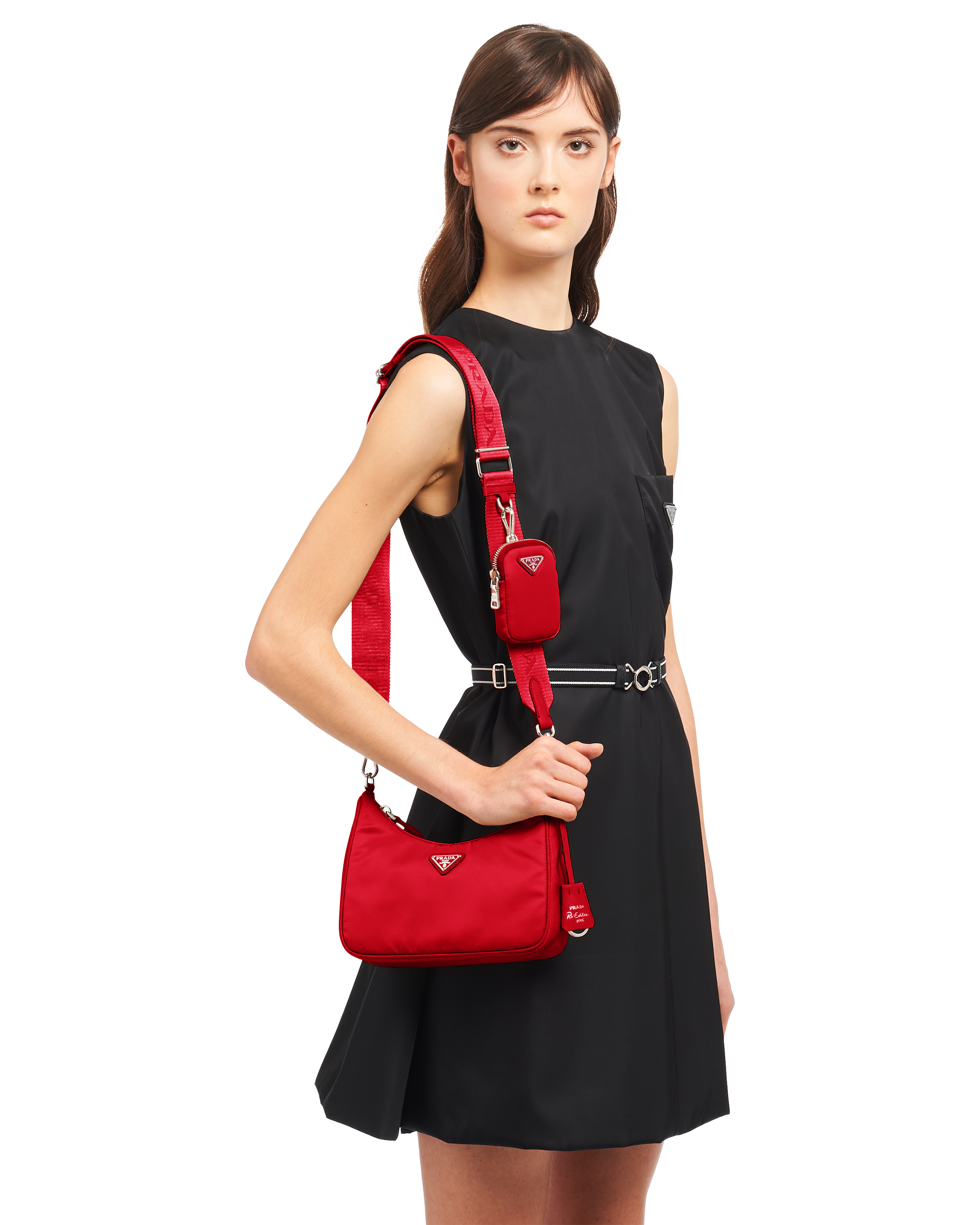 prada nylon bolsa red