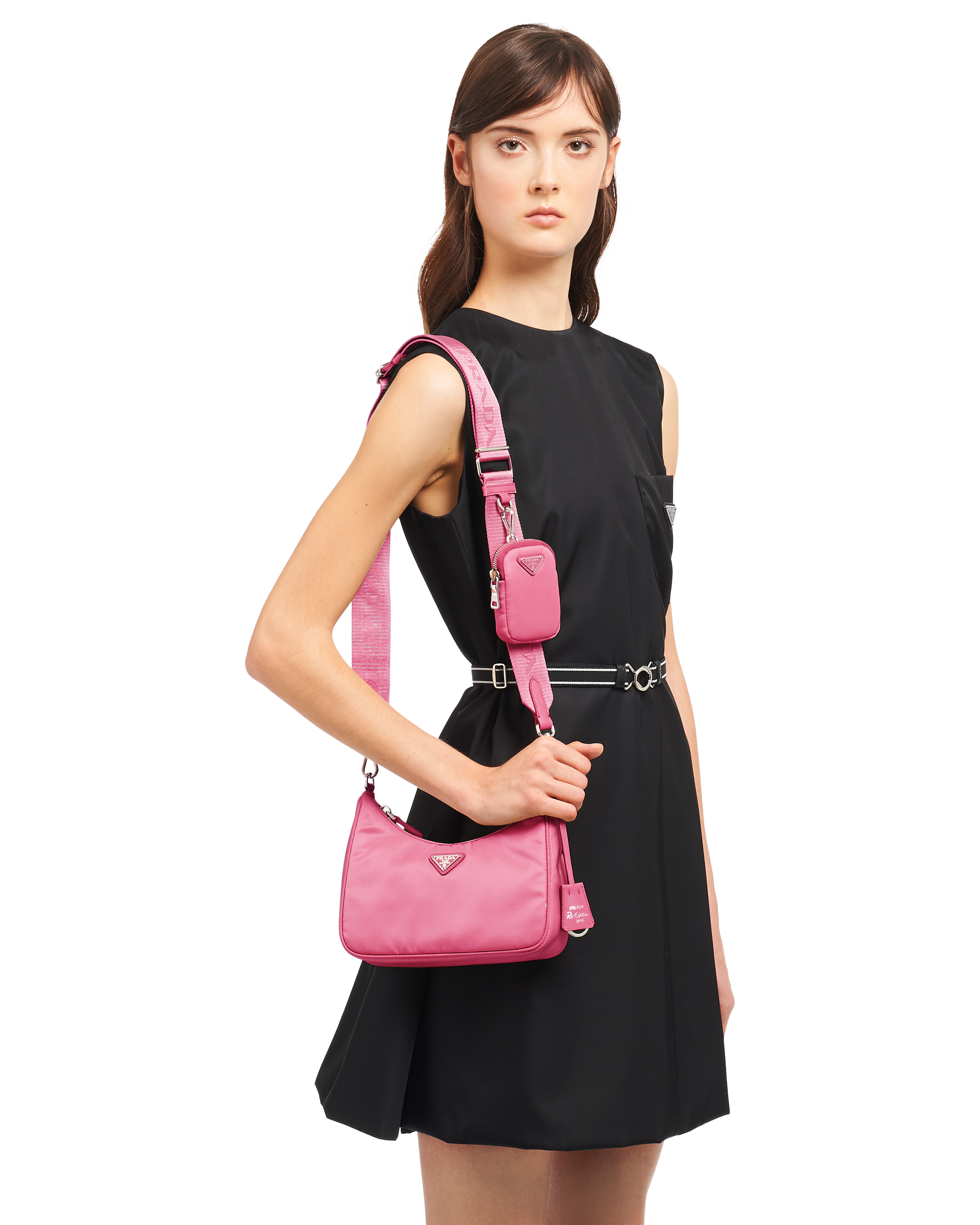 neon pink prada backpack