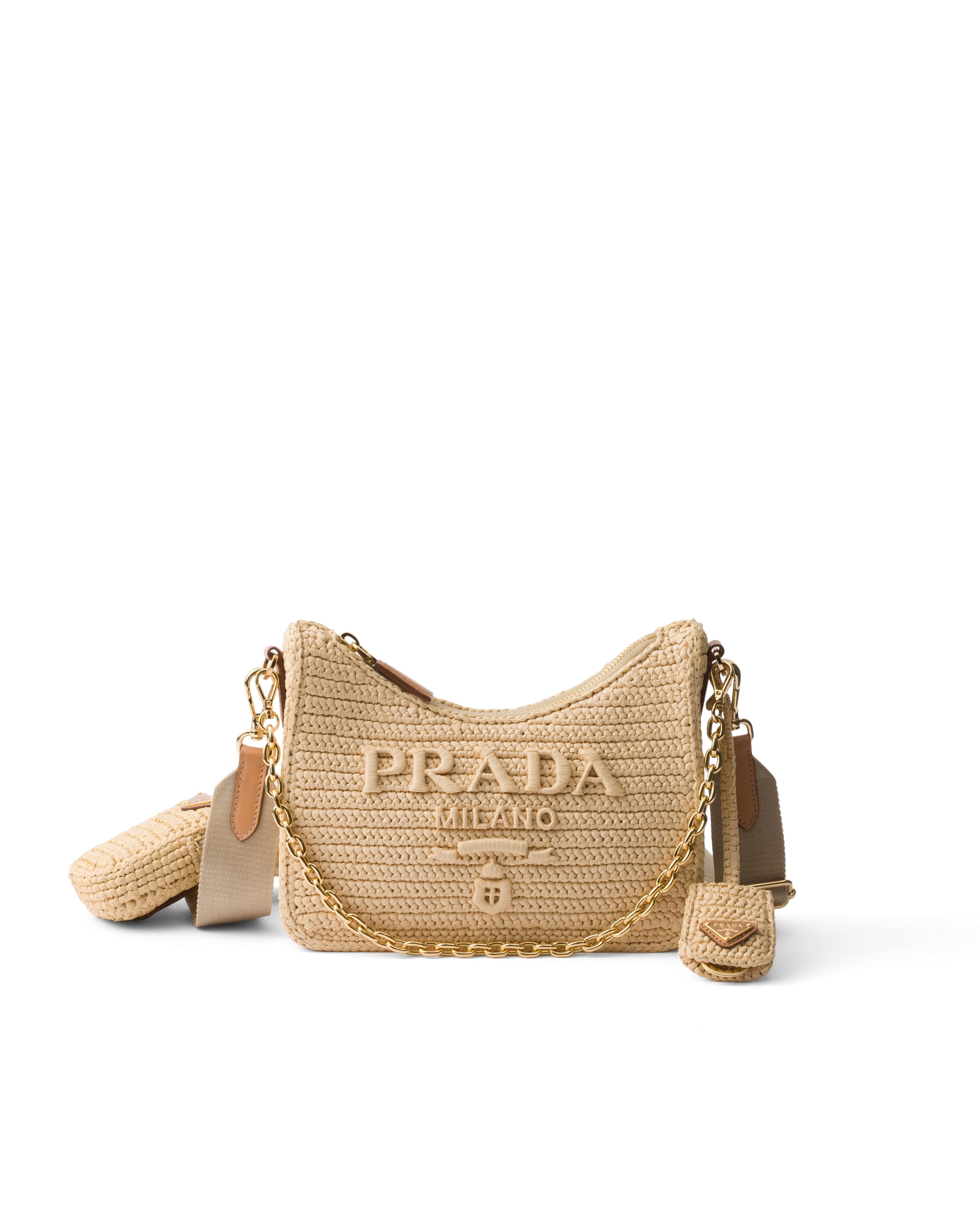 Prada Re-edition 2005 Crochet Bag, Woman, Natural