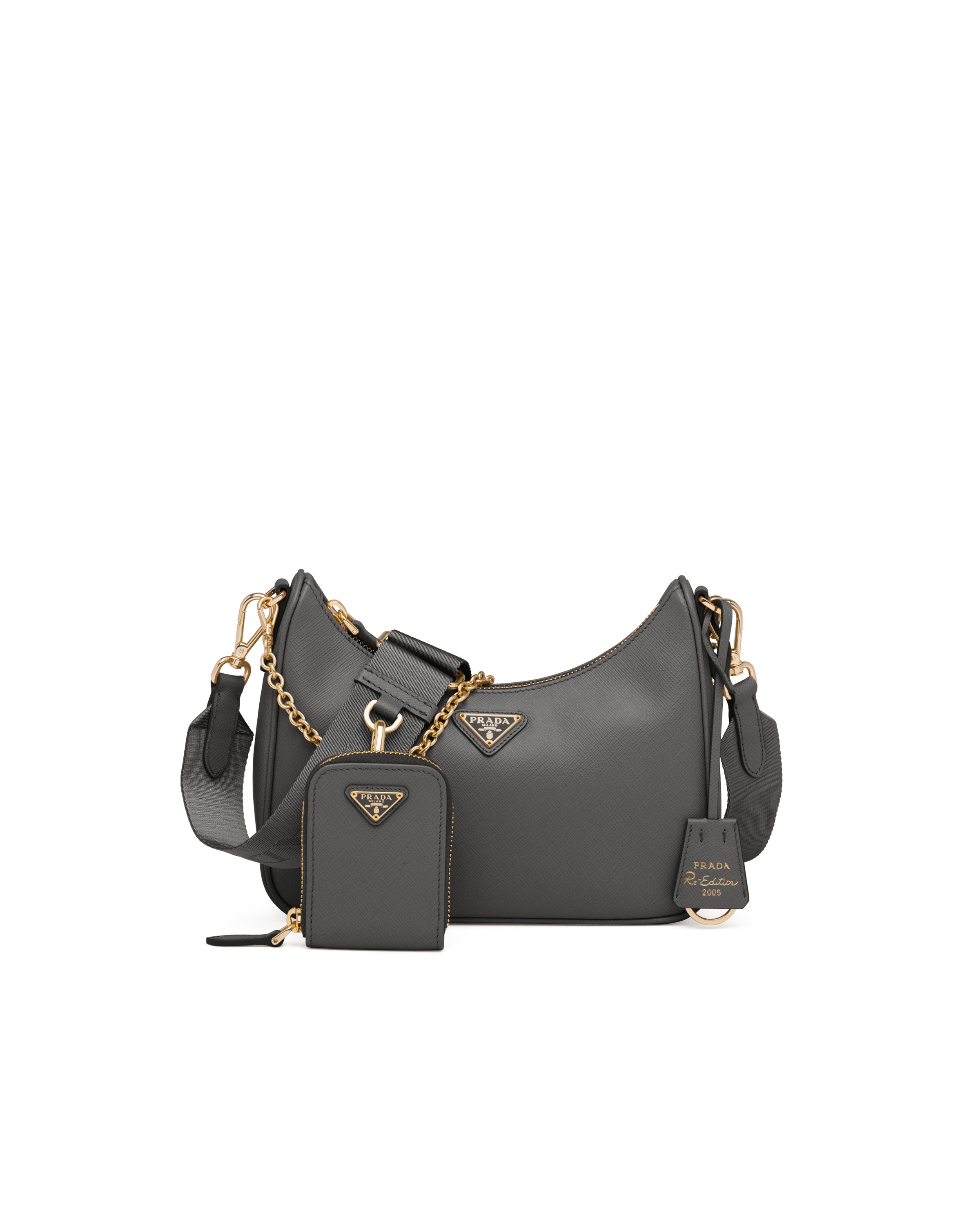 Sac Prada Re-edition 2005 En Cuir Saffiano, Femme, Ardoise