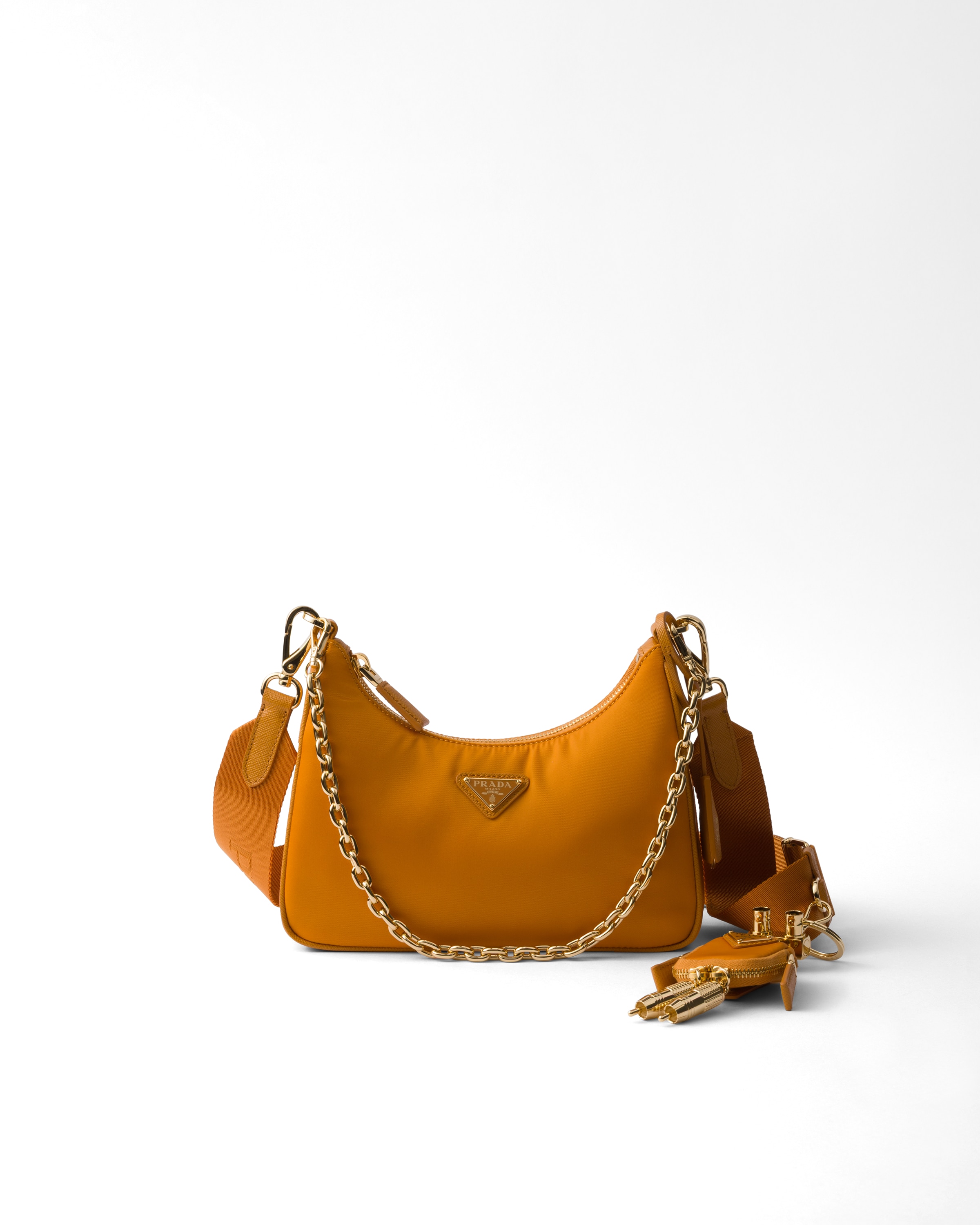 Sac Prada Re-edition 2005 En Re-nylon Et Cuir Saffiano, Femme, Amber