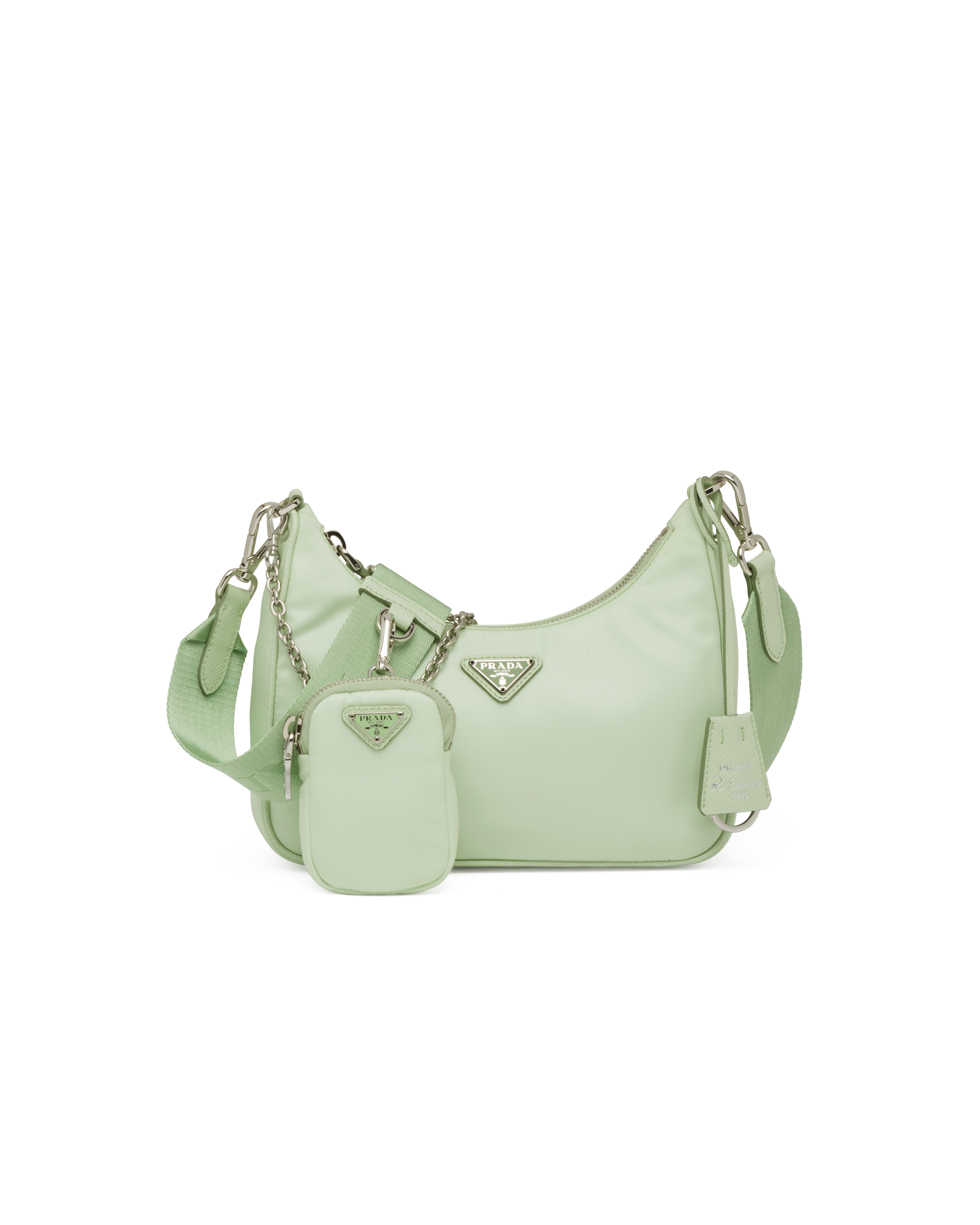 Prada Re-edition 2005 Nylon Chain Shoulder Bag In Green