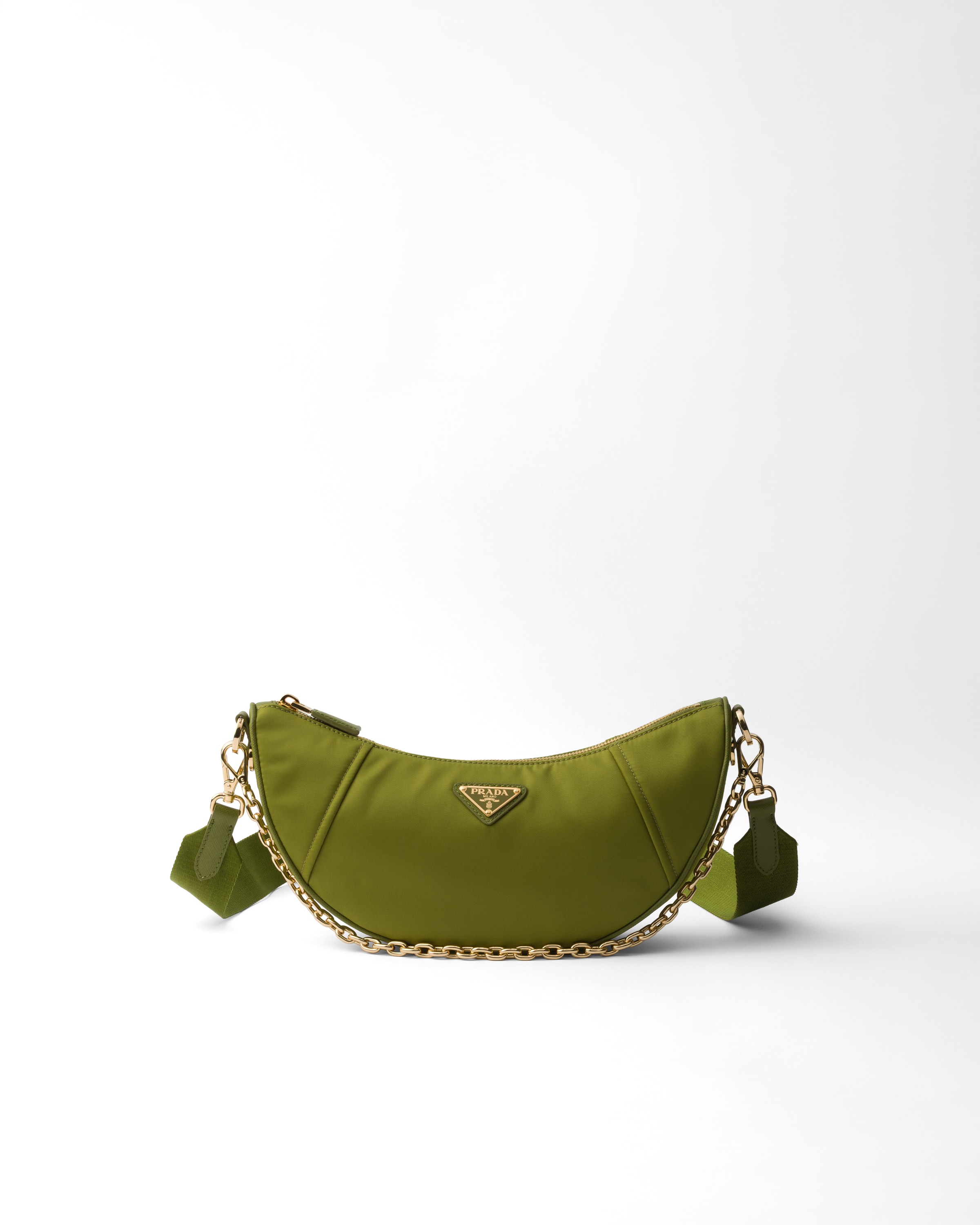 Borsa A Tracolla Prada Demi-lune In Re-nylon, Donna, Edera