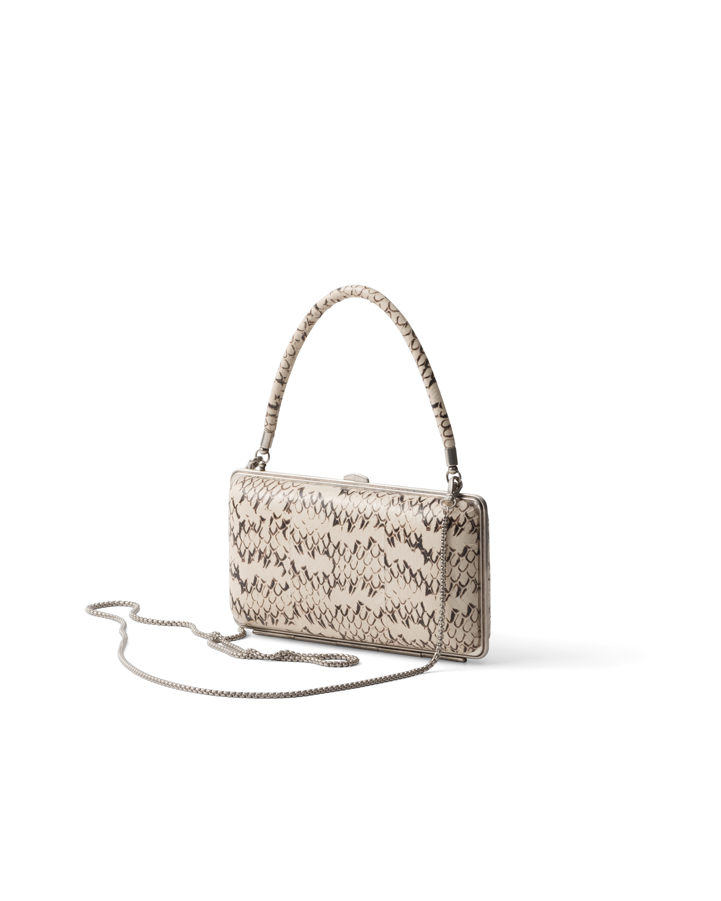 Prada Clutch Aus Ayers-leder In Felsgrau