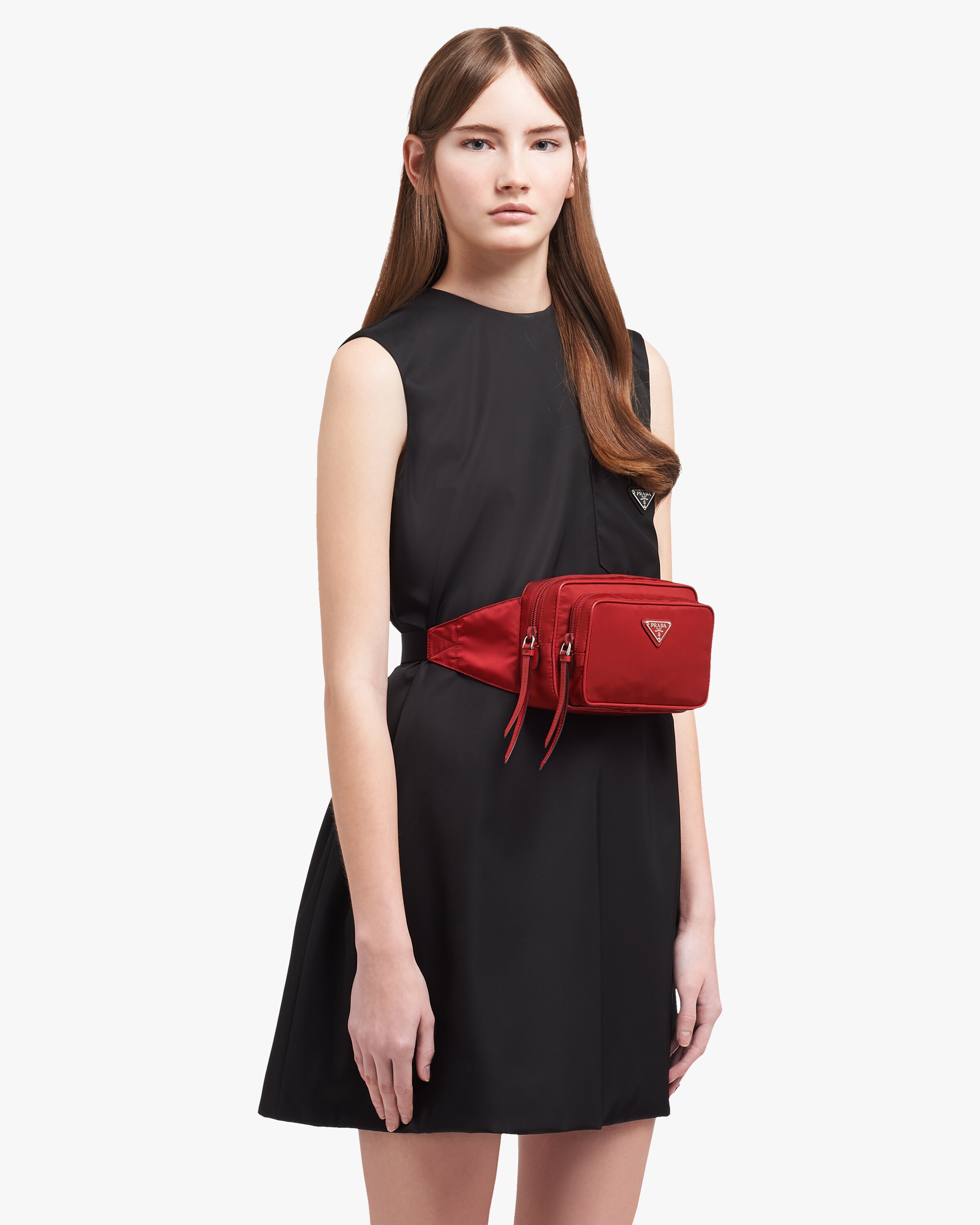 Fire/black Nylon Belt Bag Prada