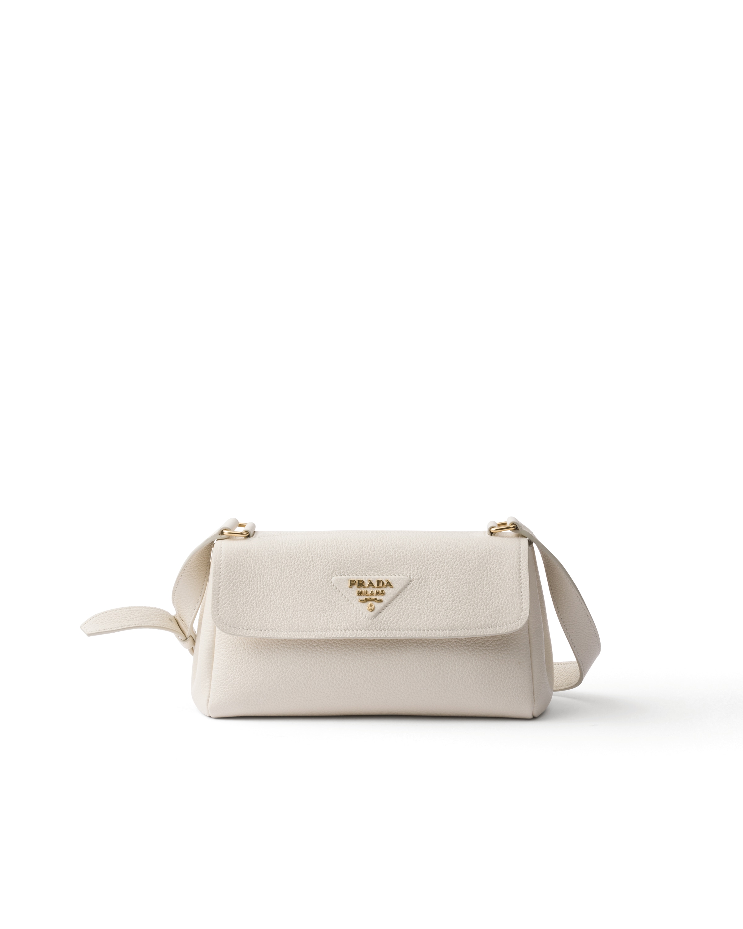 Prada Kleine Schultertasche Aus Leder, Damen, Weiss