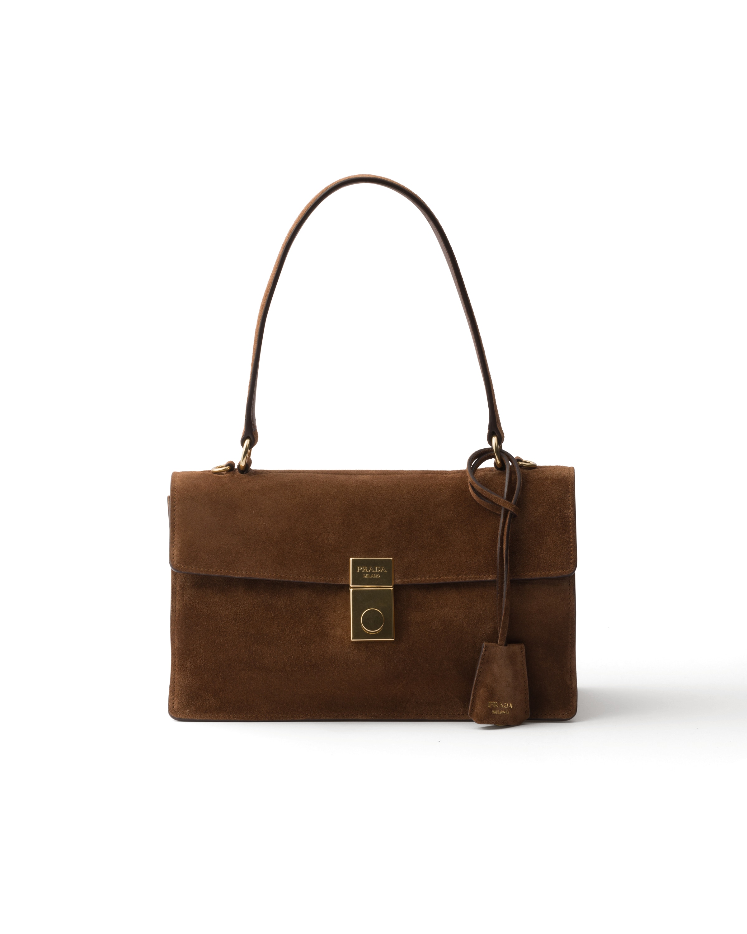 Prada Soft Sound Medium Suede Shoulder Bag, Women, Cocoa Brown