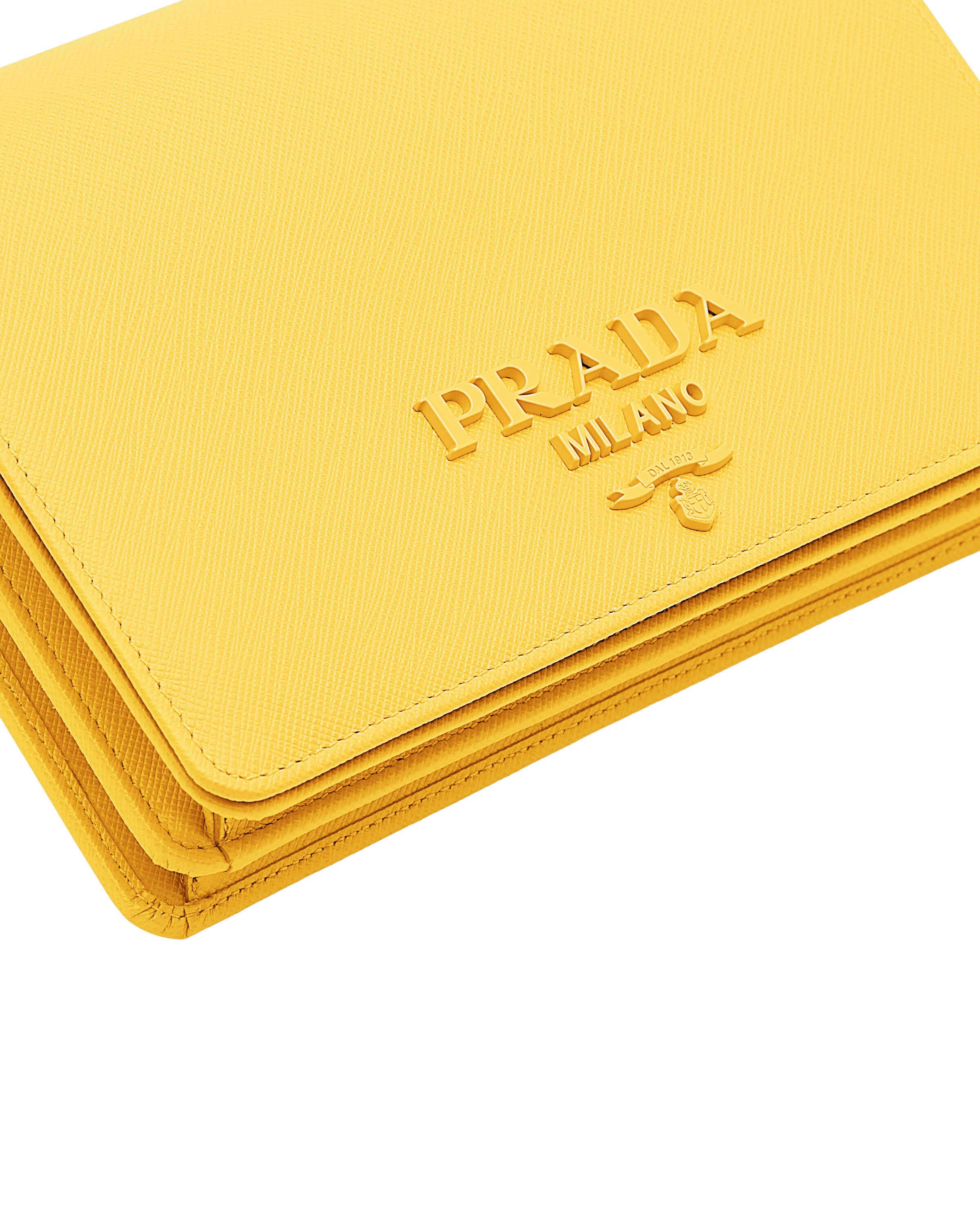 Sunny Yellow Saffiano leather shoulder bag Prada
