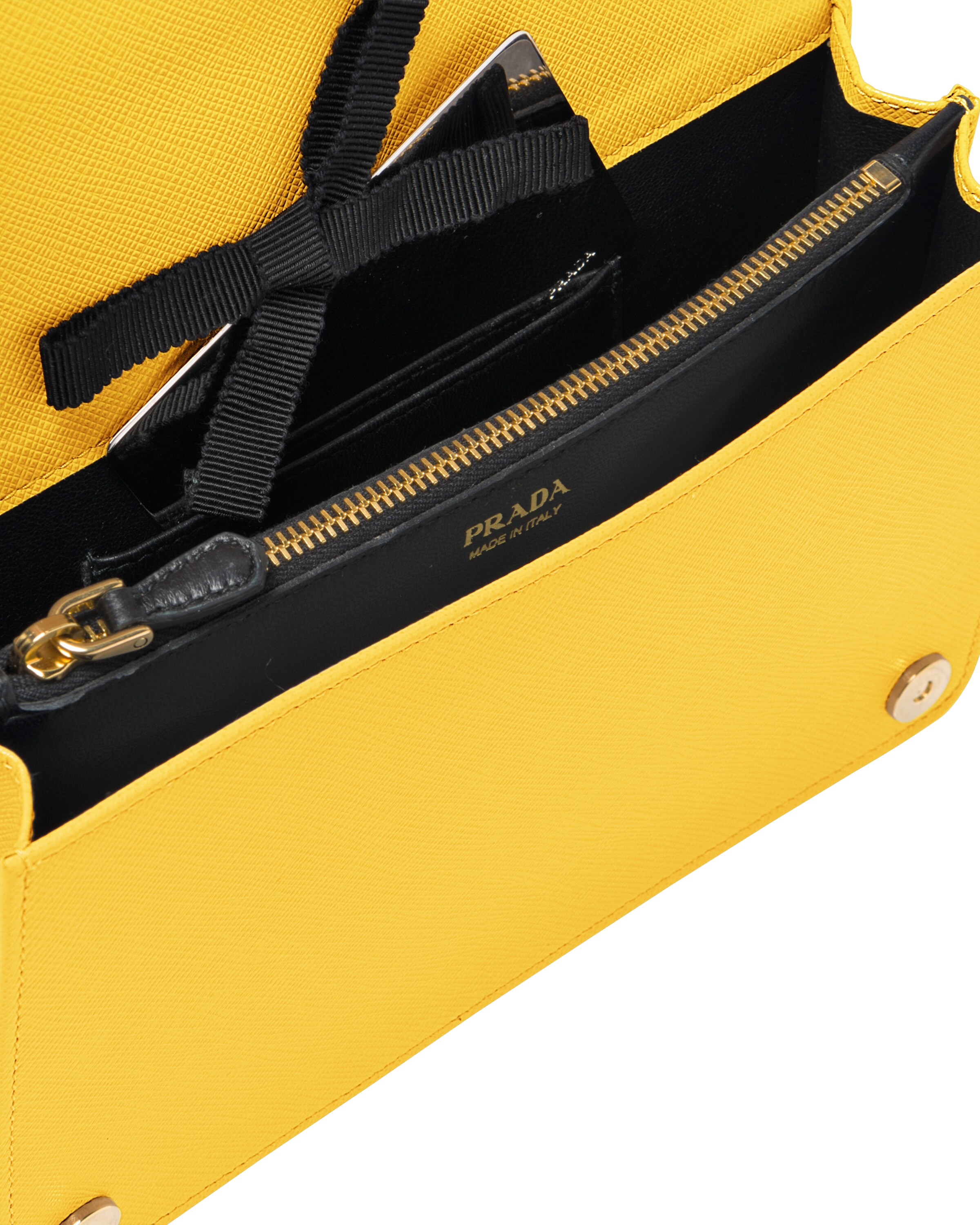 Sunny Yellow Saffiano leather shoulder bag Prada