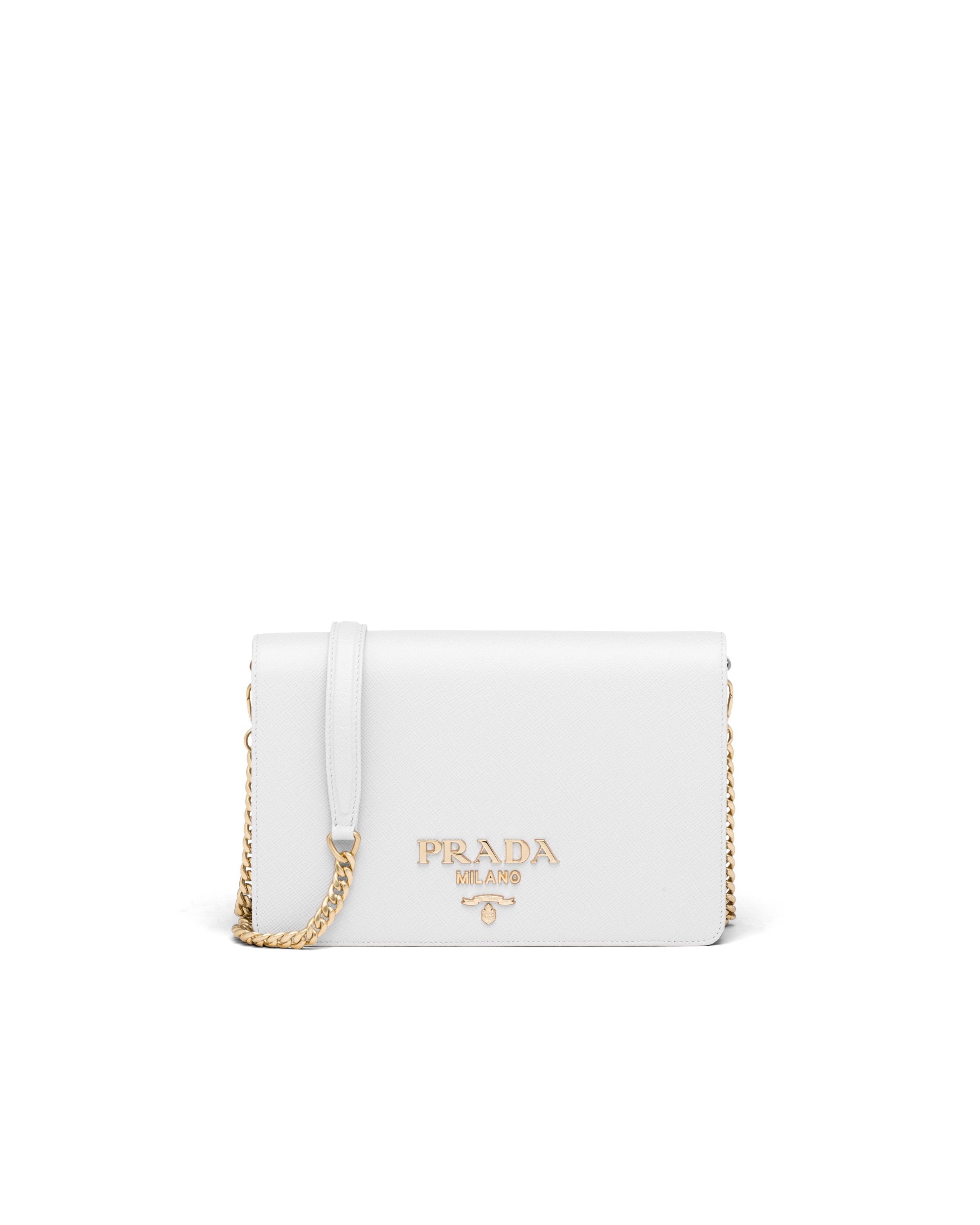 Prada Mini Borsa In Saffiano, Donna, Bianco