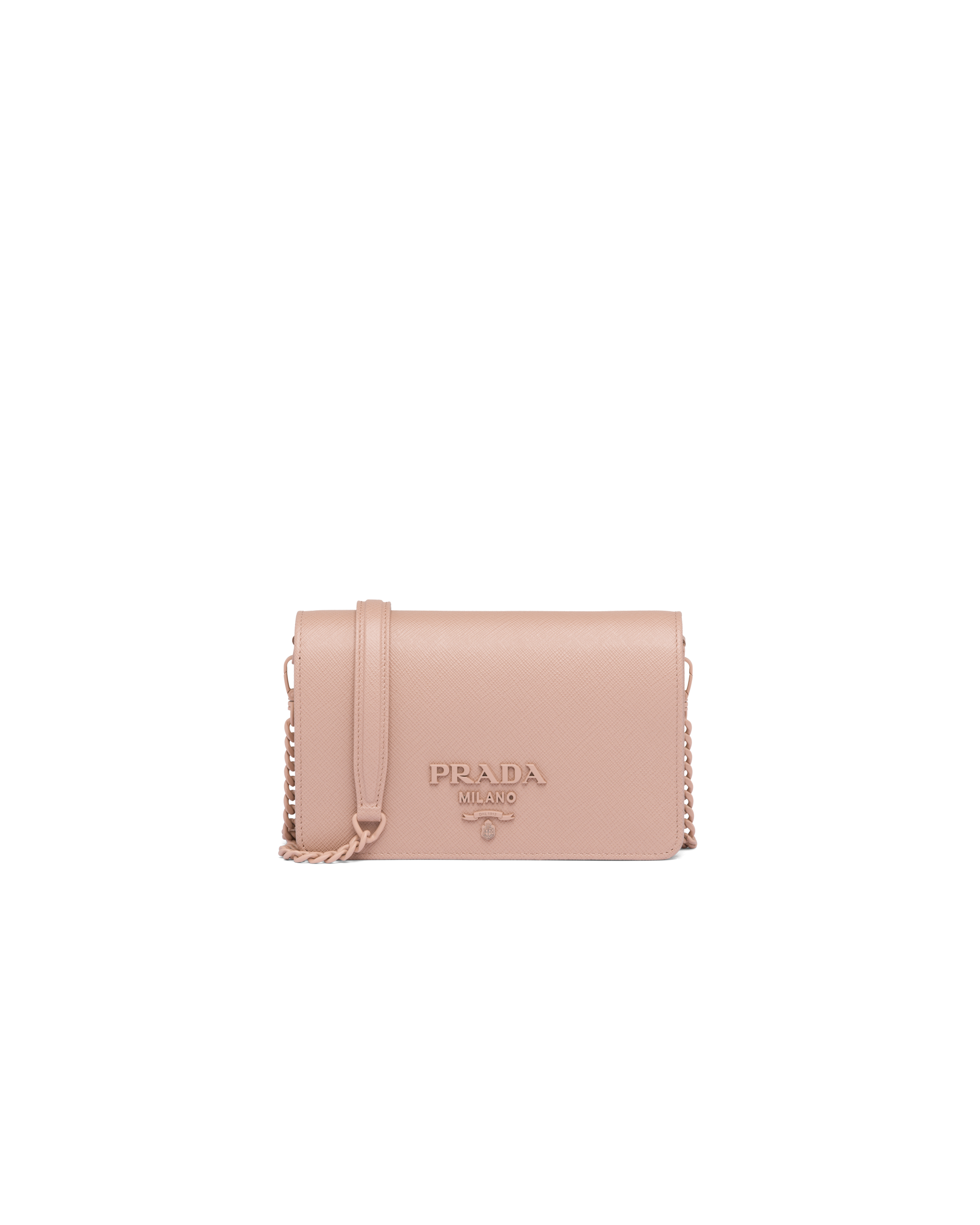 Powder Beige Saffiano leather mini-bag | Prada