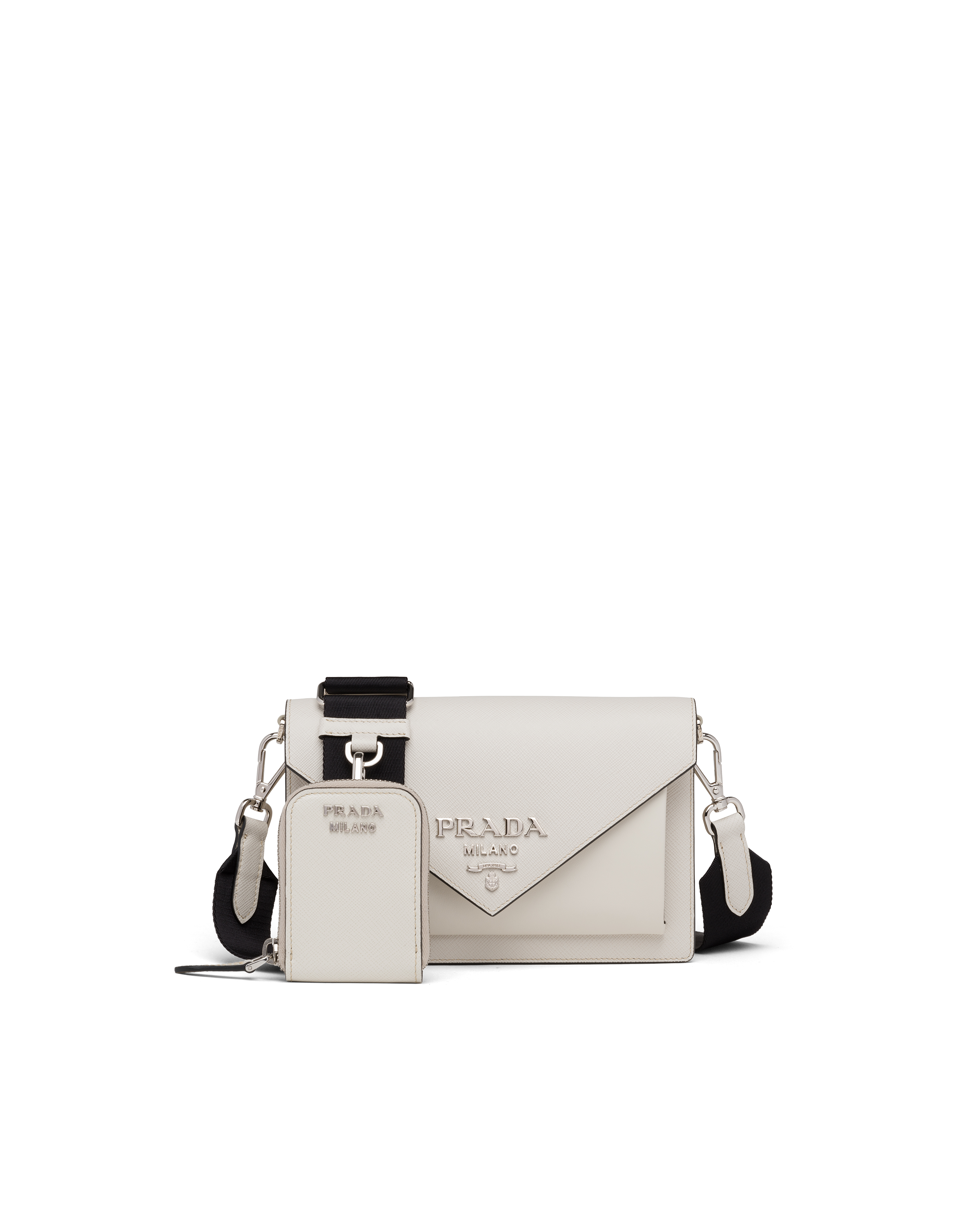 Chalk White N Saffiano Leather Mini Envelope Bag PRADA