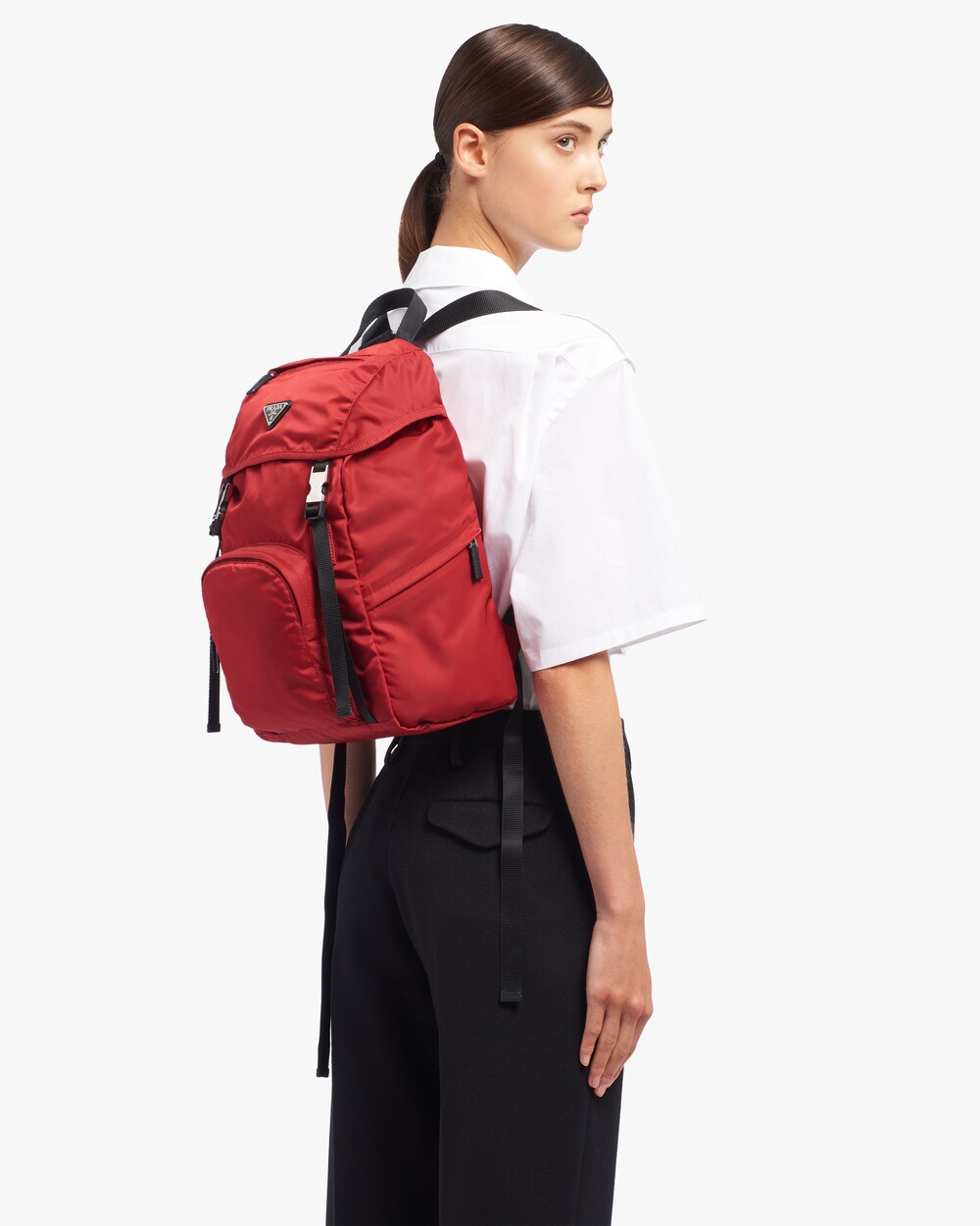 prada red backpack
