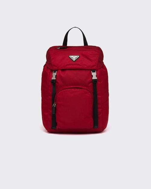 red nylon backpack