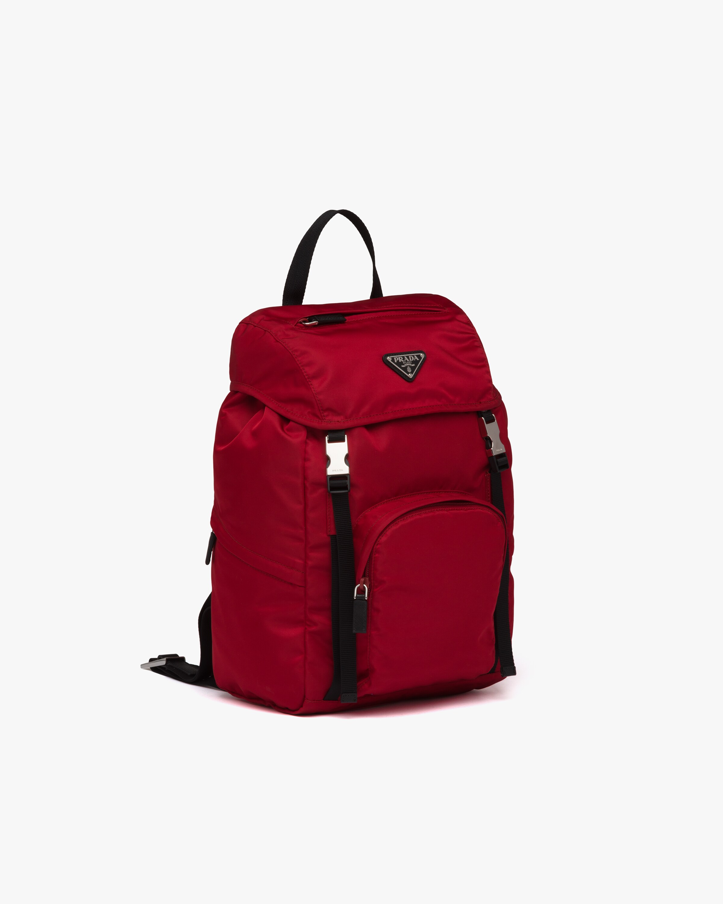 Fiery Red/black Nylon Backpack Prada