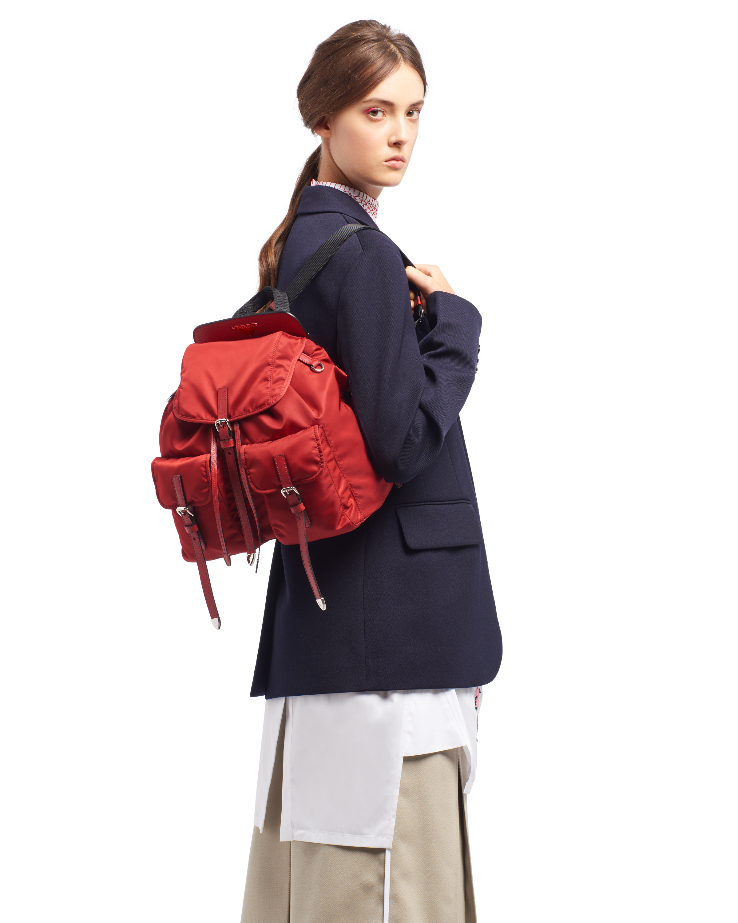 prada logo backpack