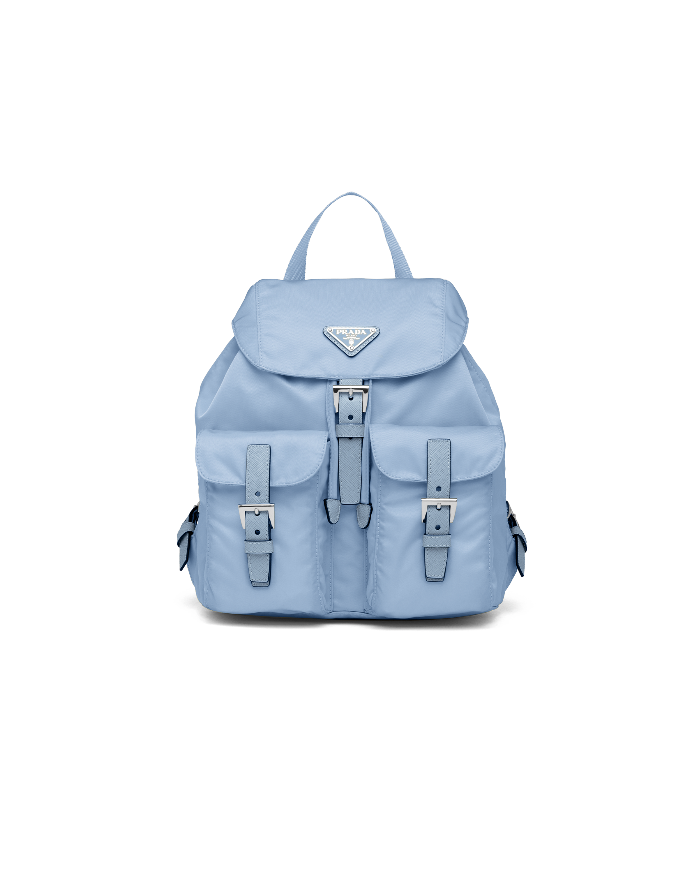 Shop Prada Small Re-nylon Backpack In Celeste