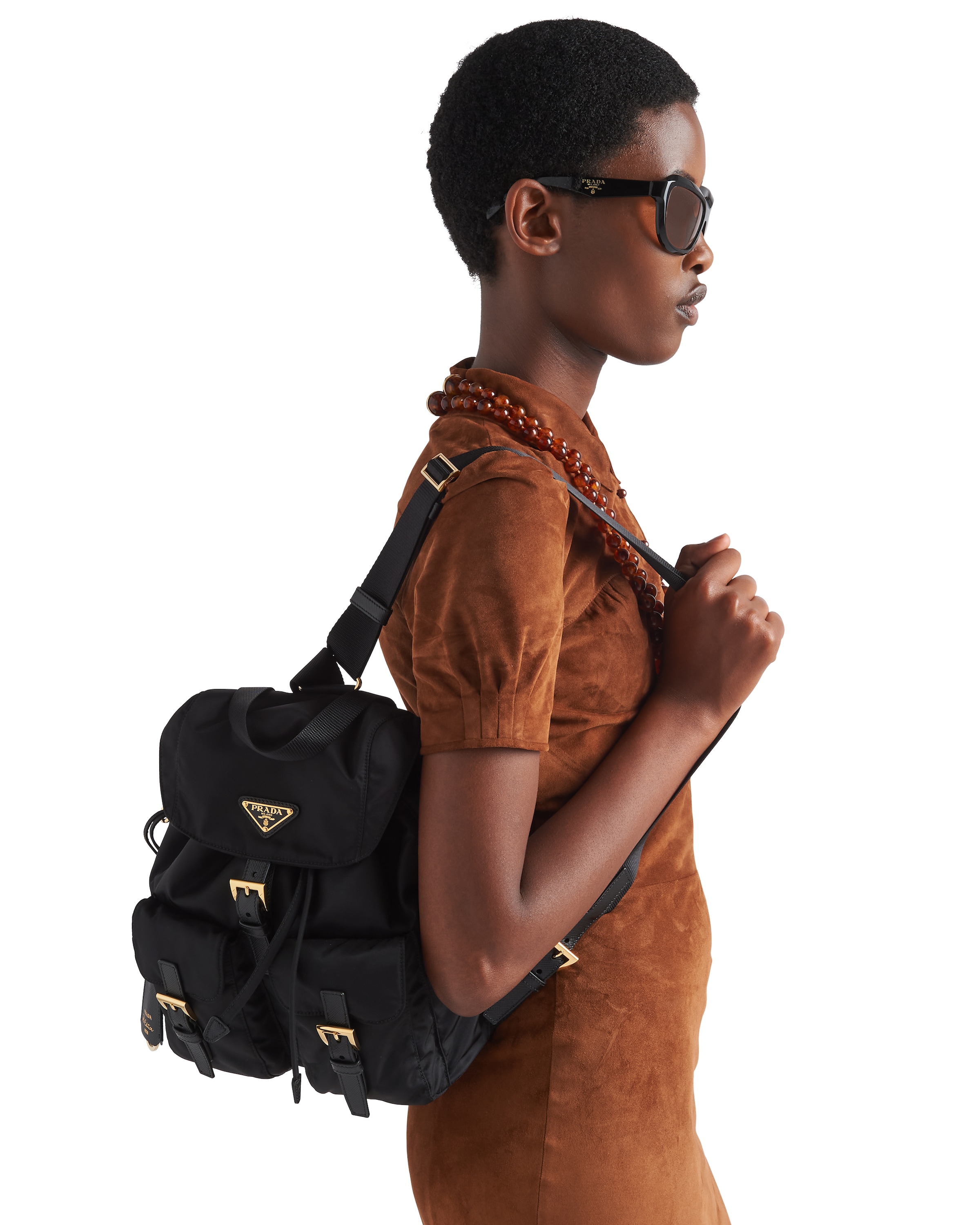 Prada Small Backpack With Adjustable Shoulder Straps In Black