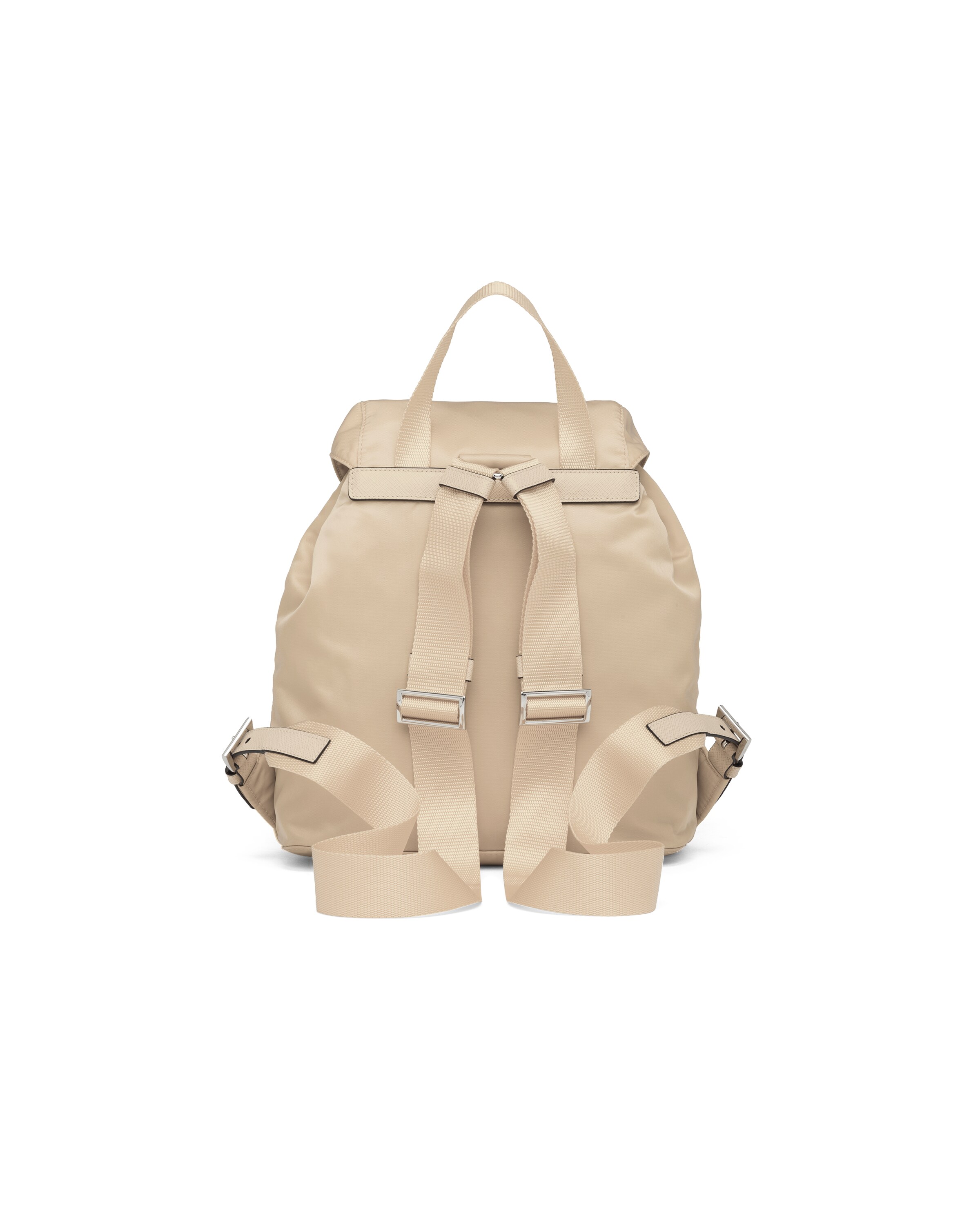 Prada Small Logo-plaque Backpack In Desert Beige