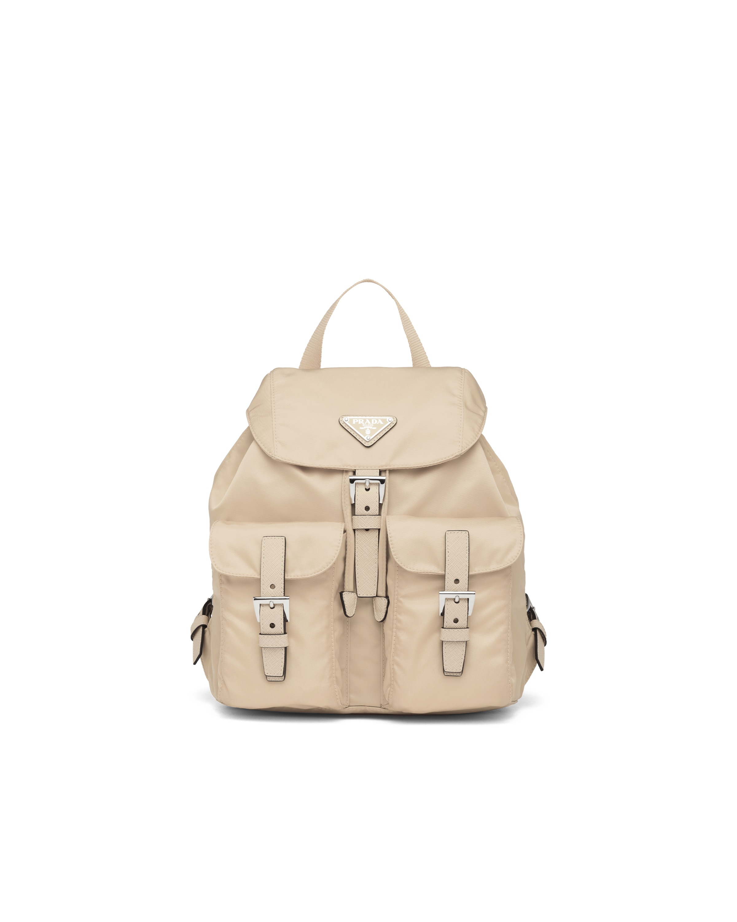 Prada Petit Sac À Dos En Re-nylon, Femme, Beige Désert