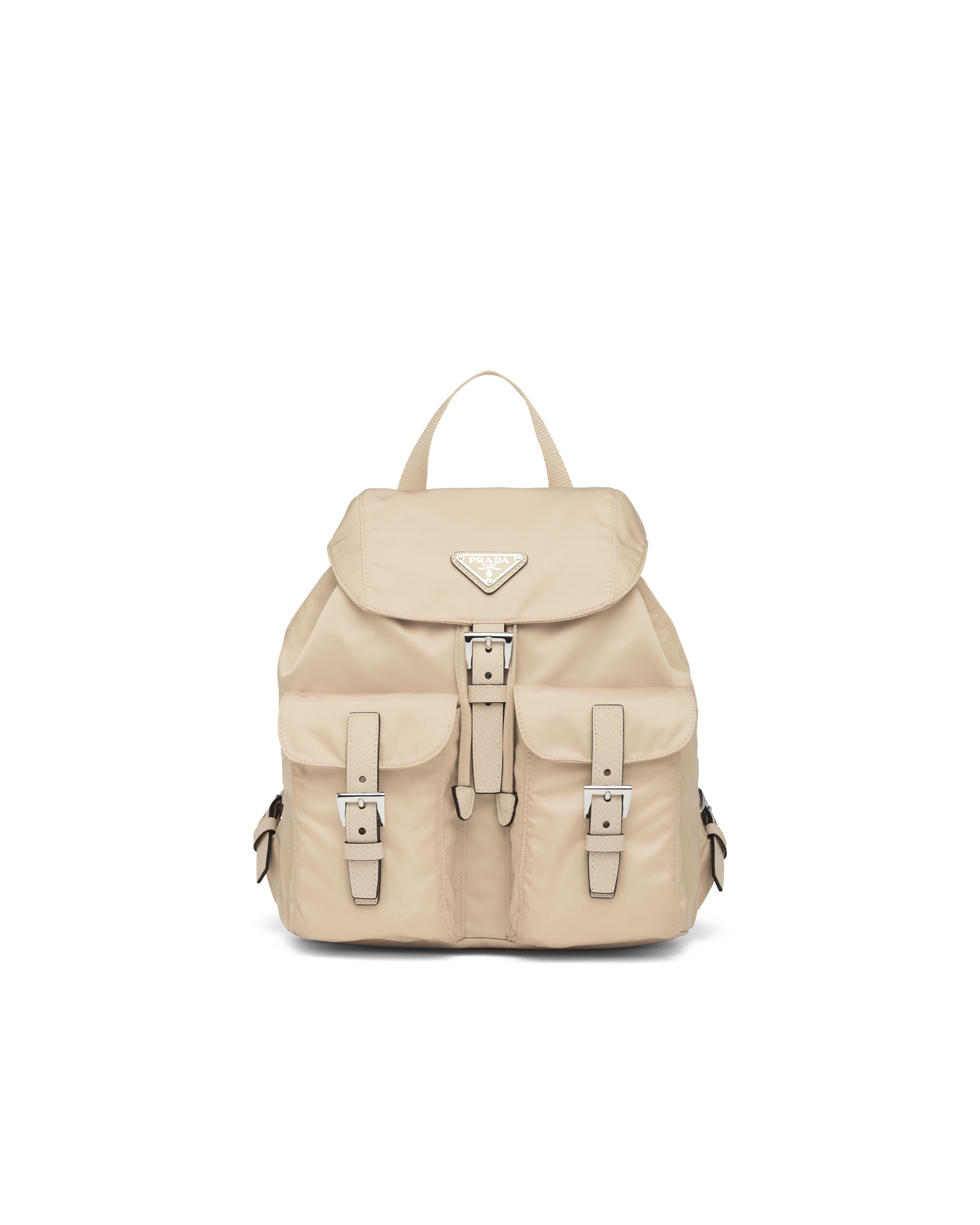 Prada Small Re-nylon Backpack In Desert Beige